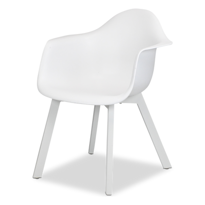 Noosa UV Plastic Outdoor Chair (PP) in Arctic White with Aluminium Legs