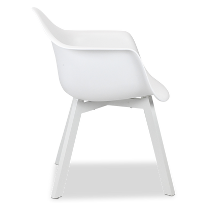 Noosa UV Plastic Outdoor Chair (PP) in Arctic White with Aluminium Legs