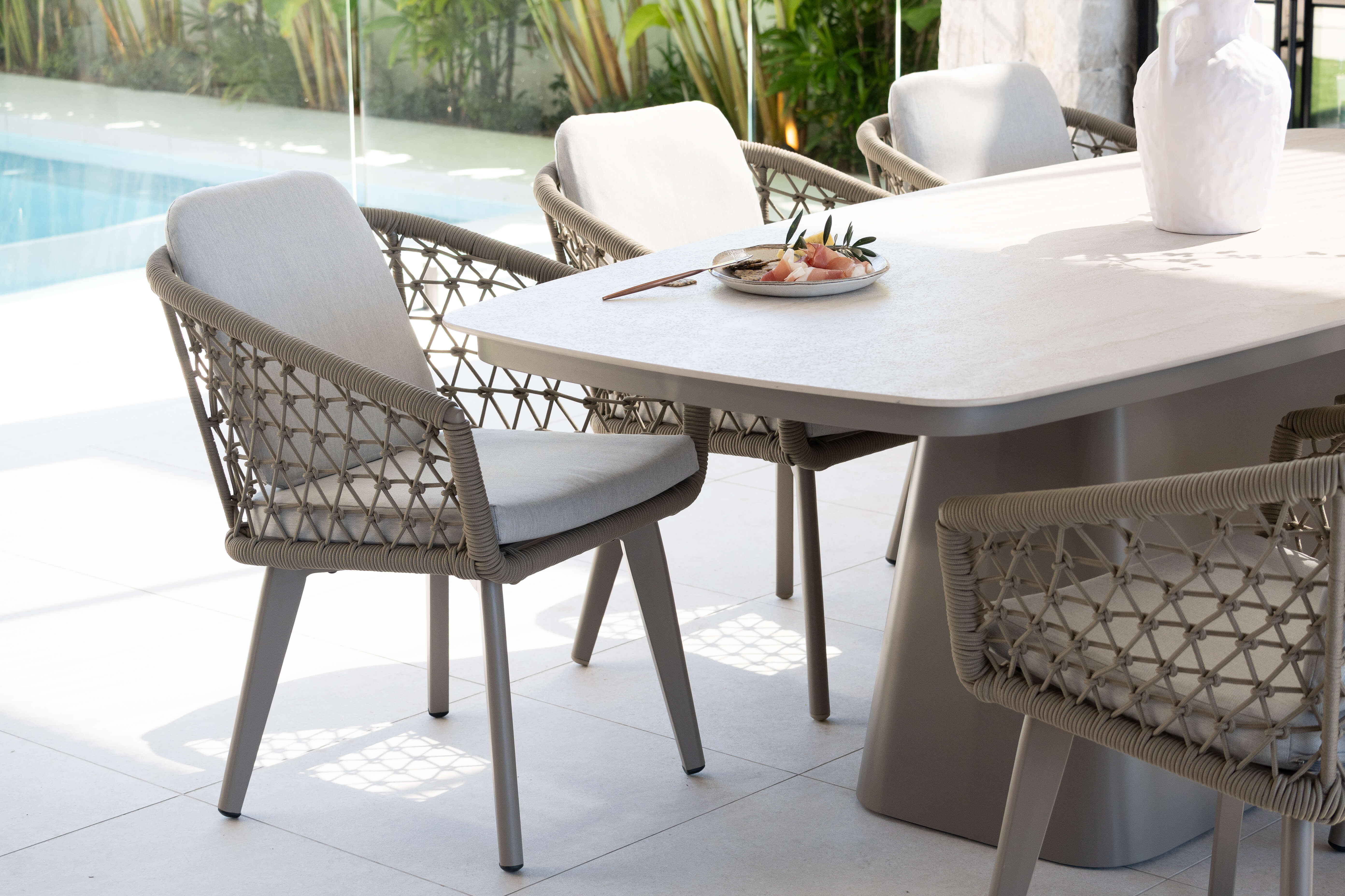 Trieste 7pc Dining Set with Rope Chairs