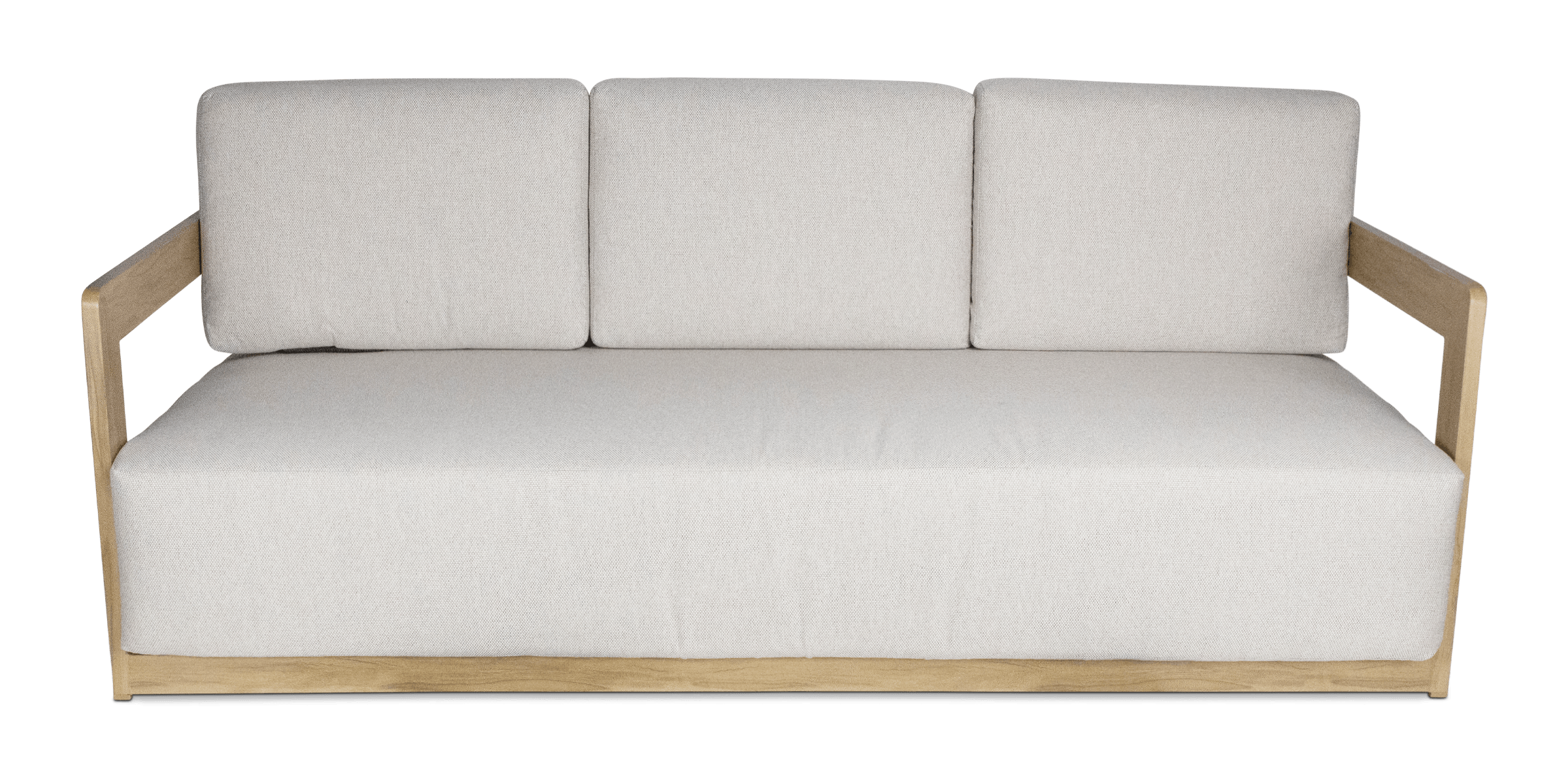 Eclipse 3 Seater in Soft Beige Olefin Cushions and Teak Finish Aluminium Frame