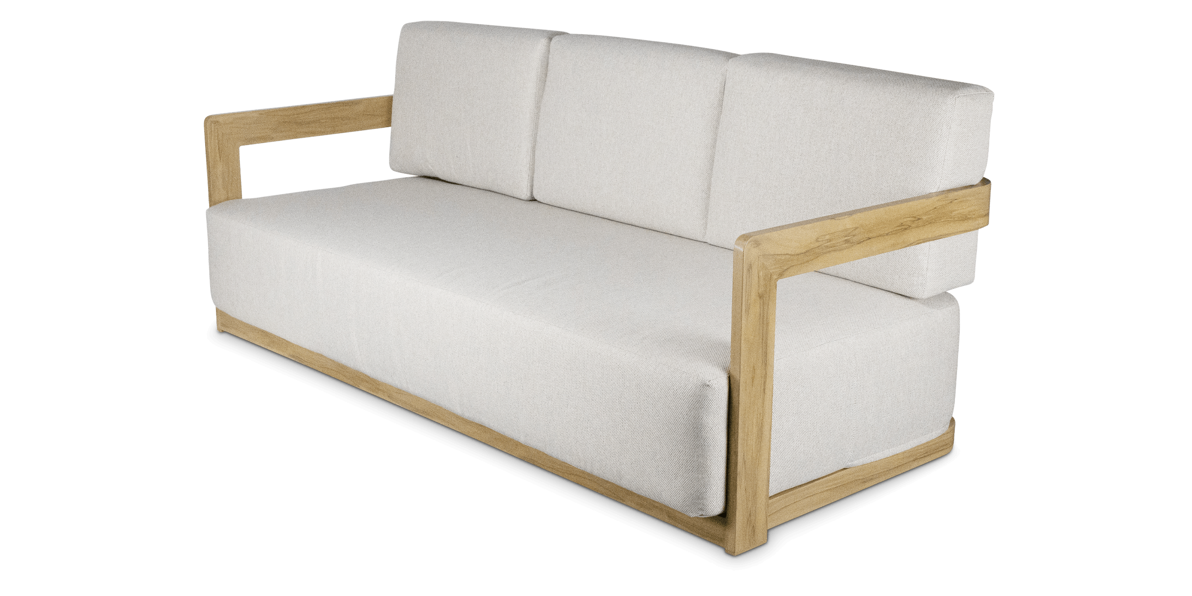 Eclipse 4pc Lounge Set in Sofe Beige Olefin Cushions and Teak Finish Aluminium Frame