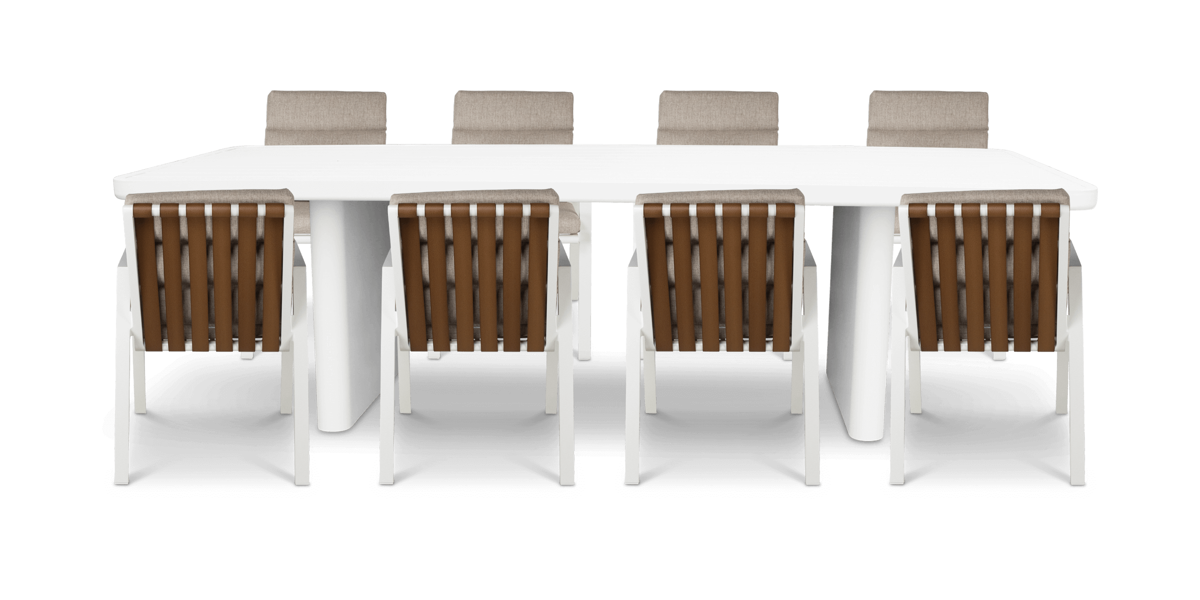 Escape Rectangle Outdoor Dining Setting in Arctic White with Aluminium Chairs