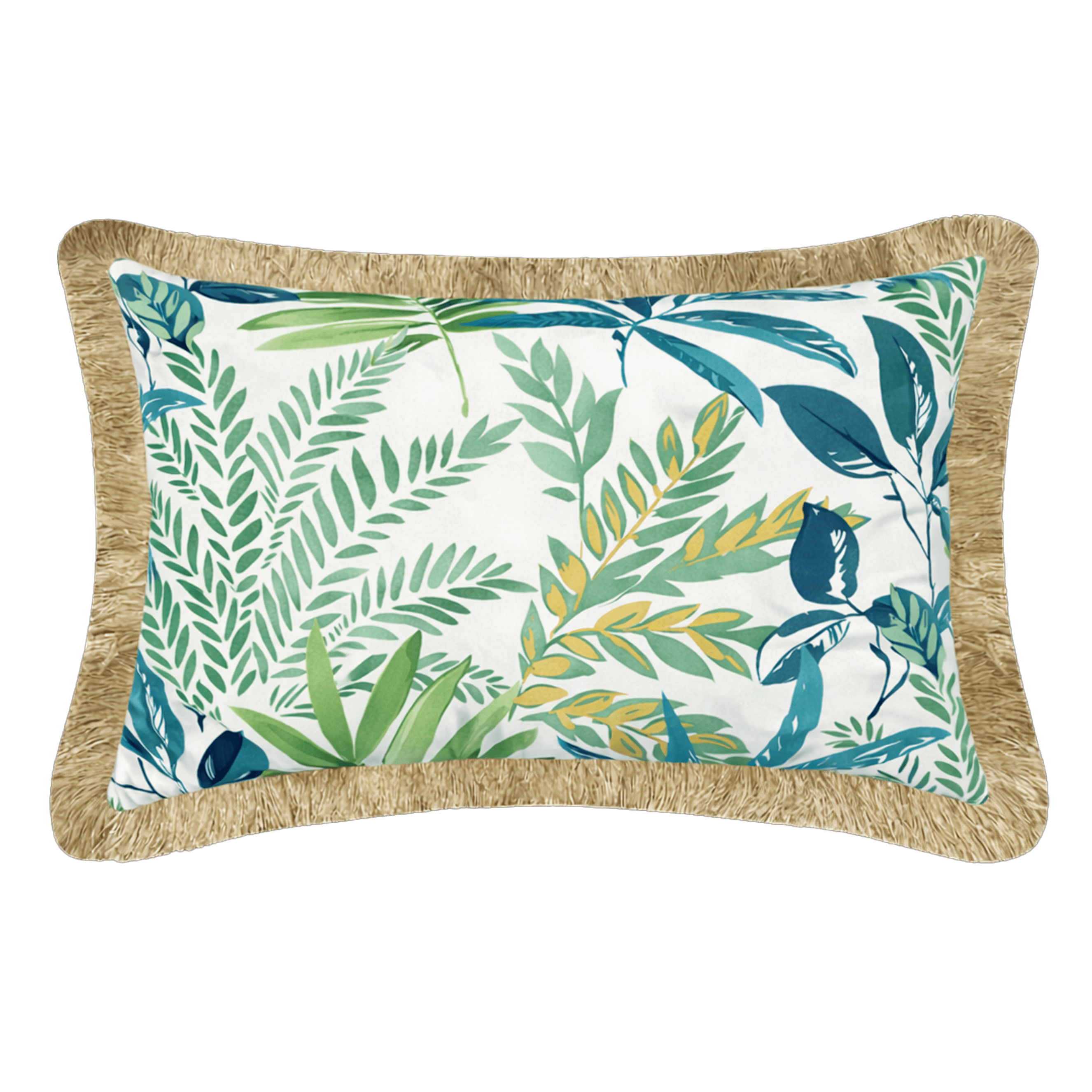 Tahiti Evergreen - 30x50cm Fringed Outdoor Cushion
