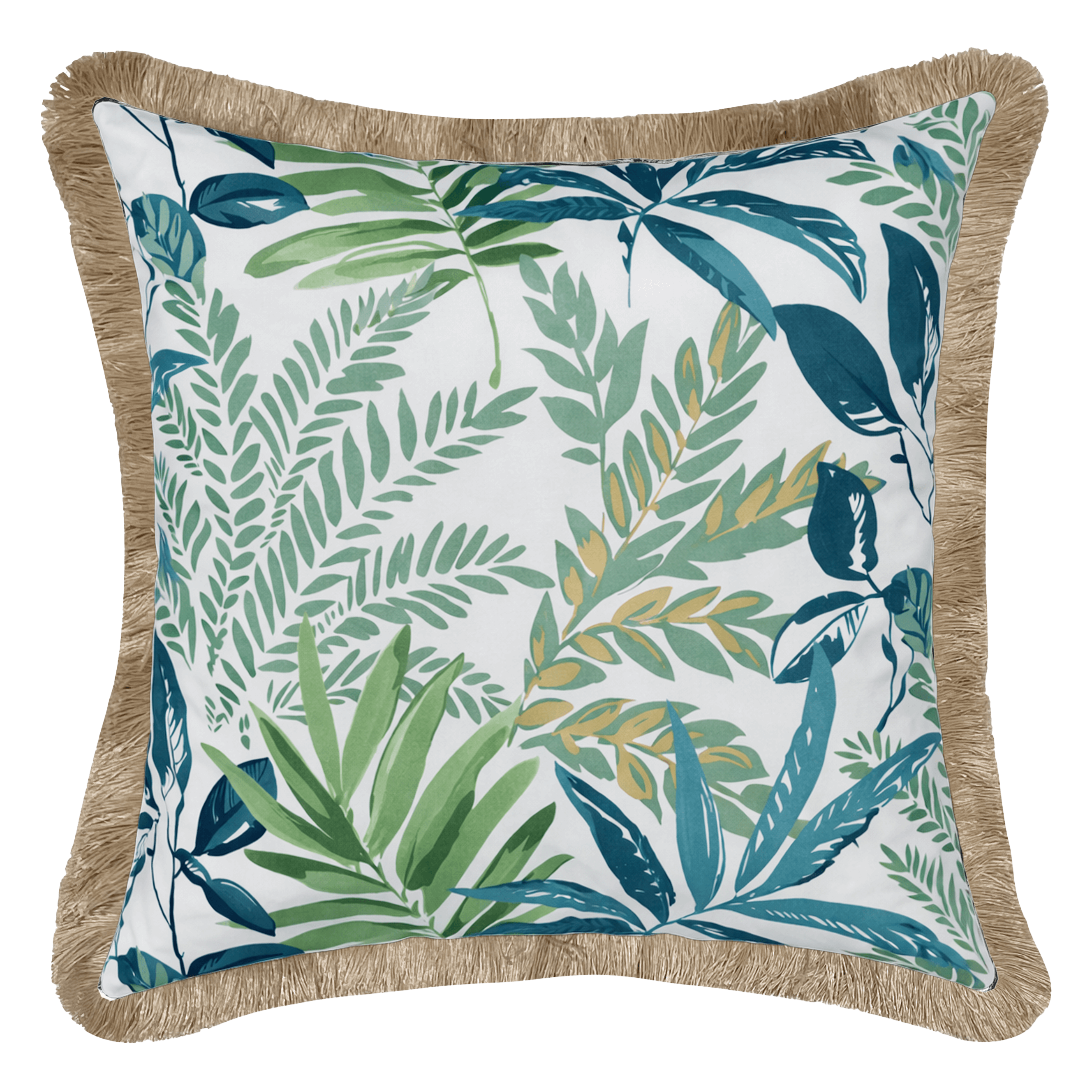 Tahiti Evergreen - 50x50cm Fringed Outdoor Cushion