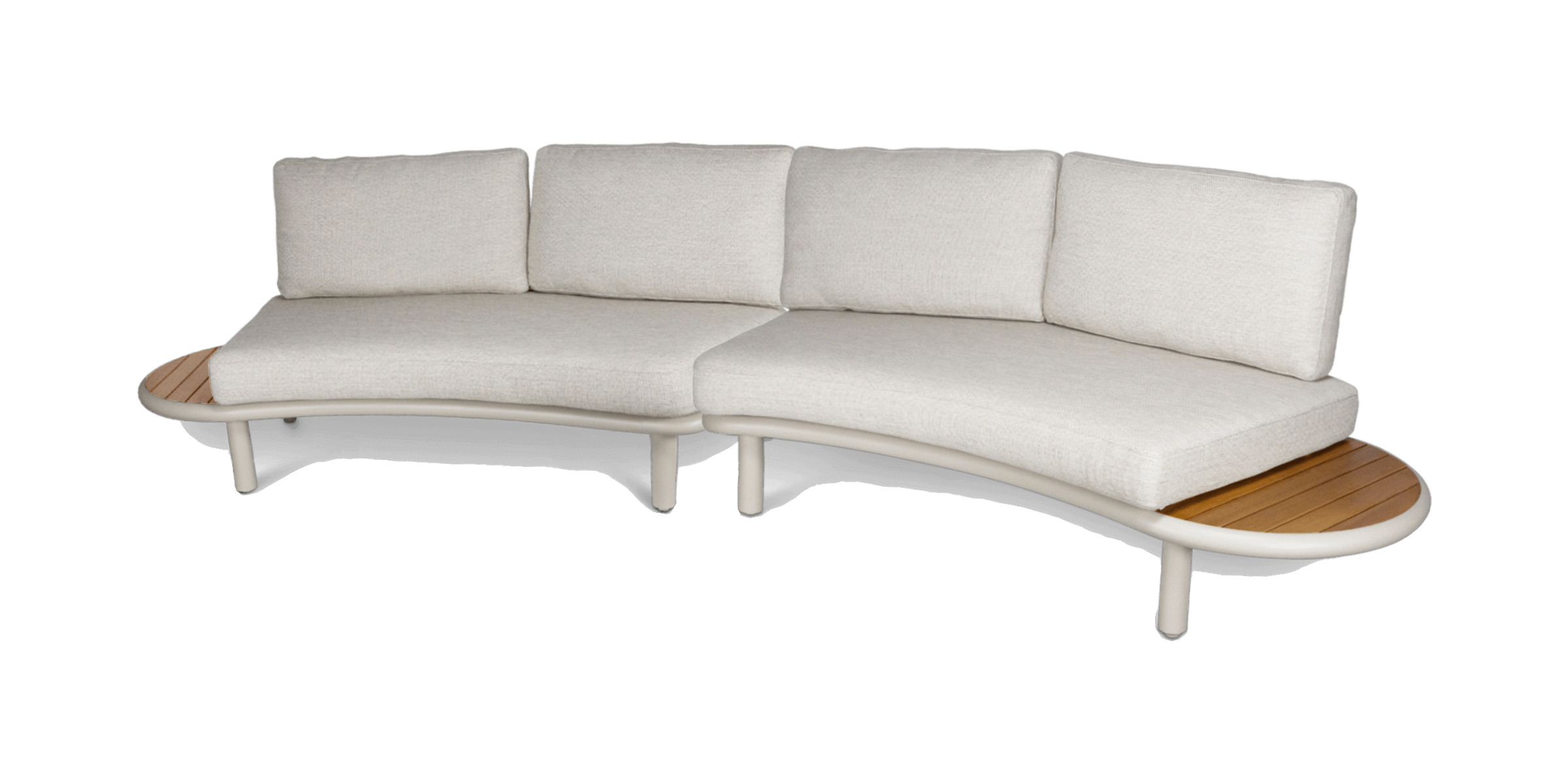 Evoke Curved 4pc Lounge Set in Fawn and Latte Check Cushions