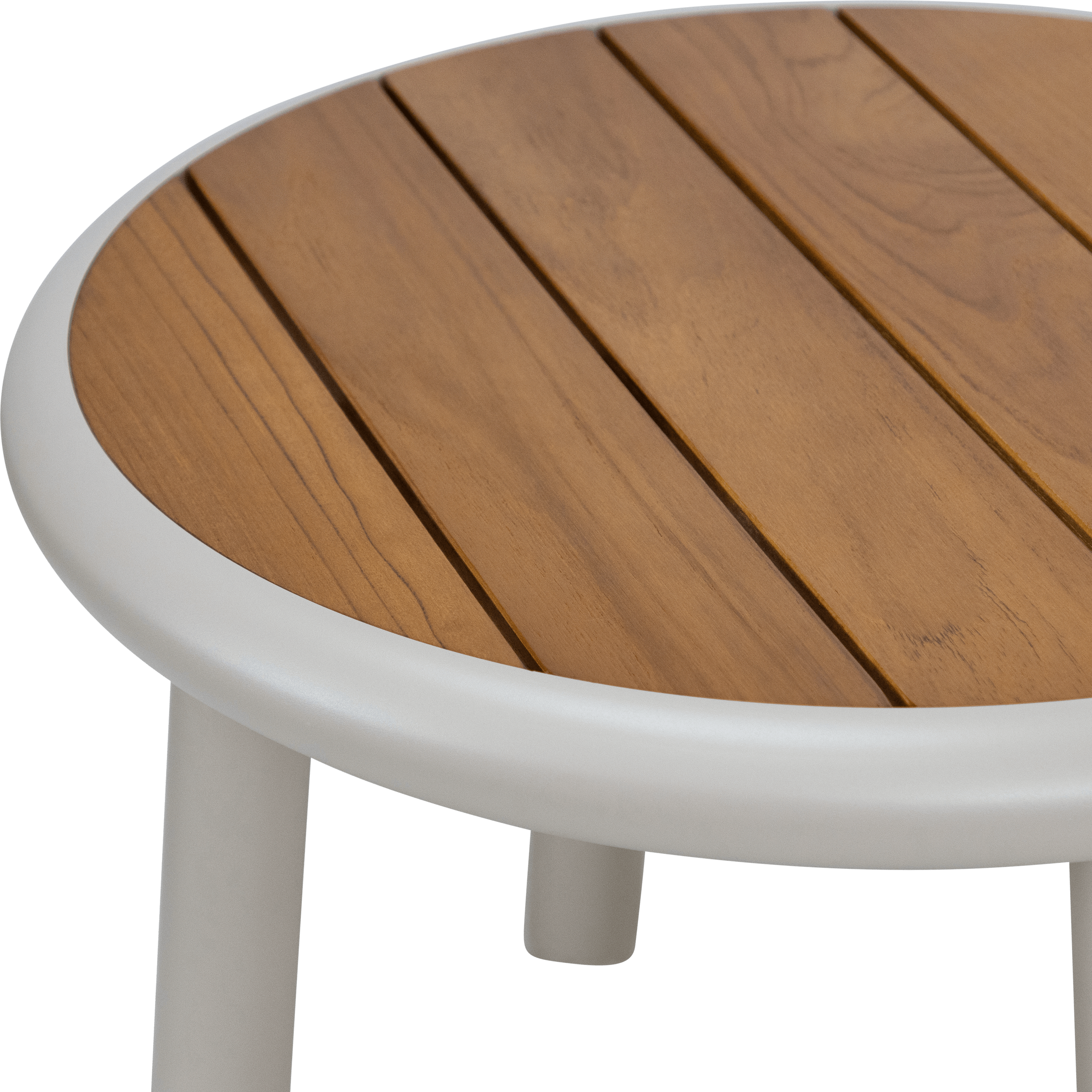 Evoke Side Table in Fawn with Teak Top