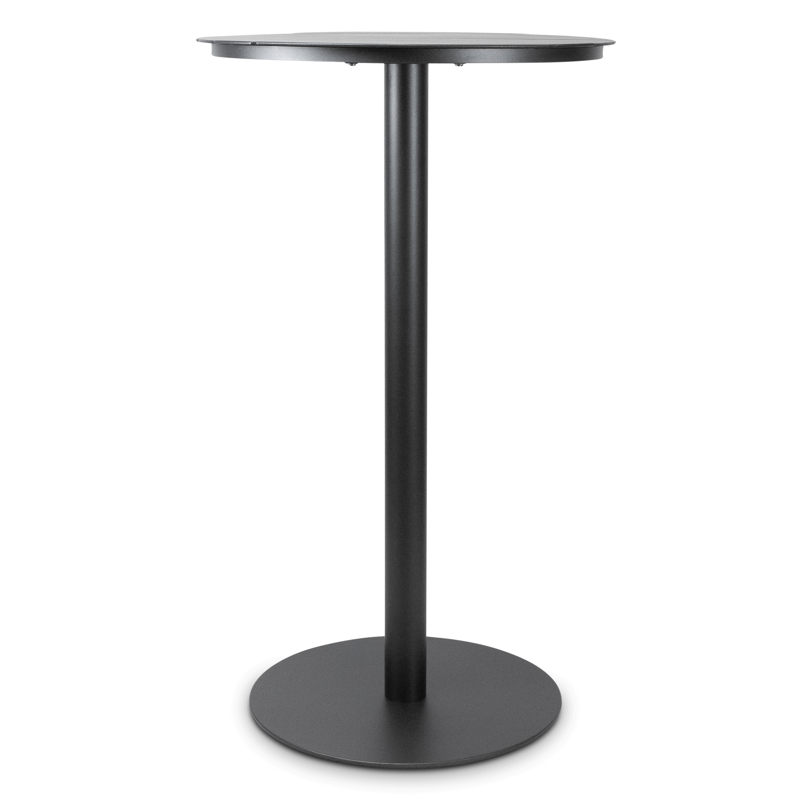 Cafe Collection Round Bar Table in Aluminium and Steel Base in Gunmetal Grey