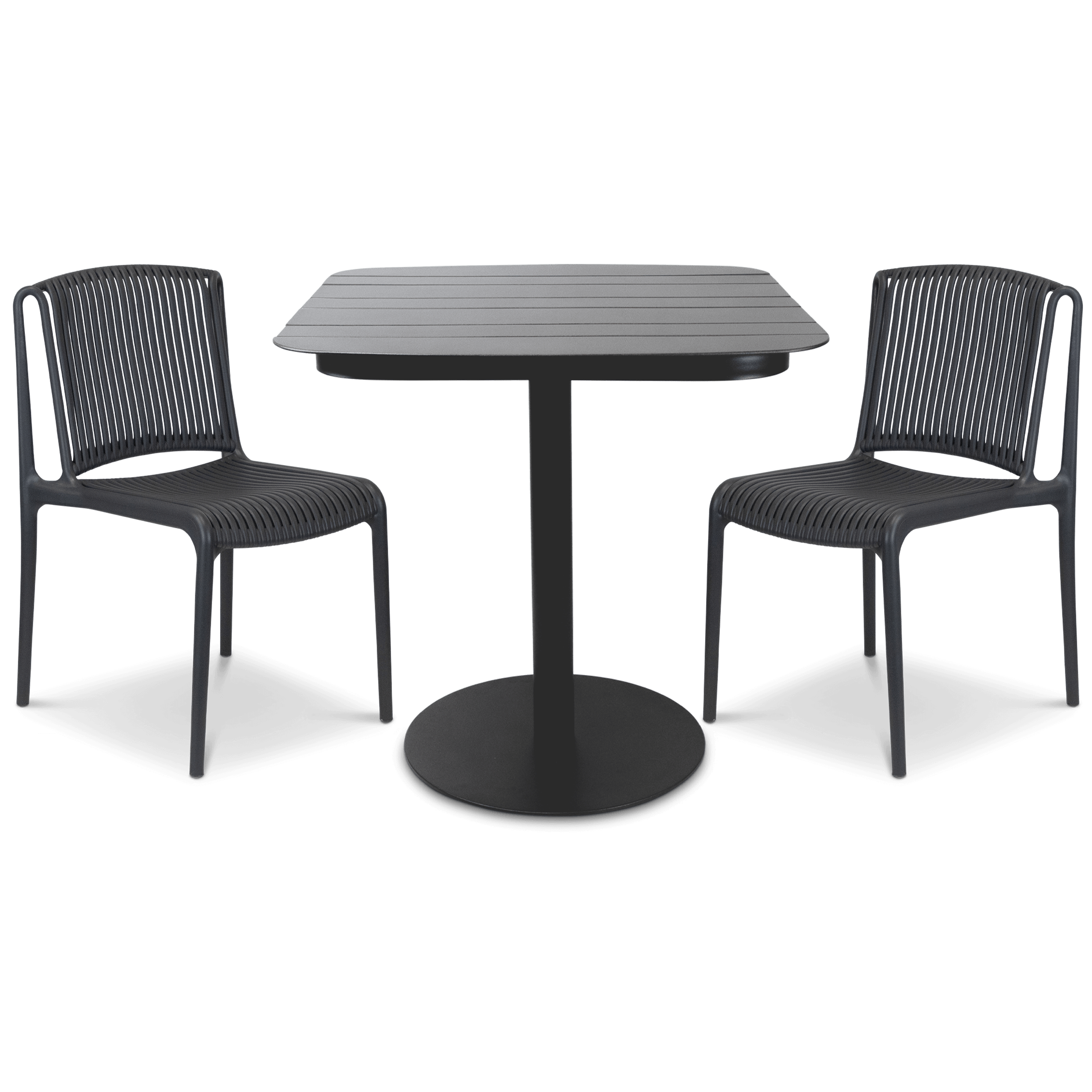 Cafe Collection Square 3pc Dining Suite in Gunmetal with UV Plastic Chairs (PP)