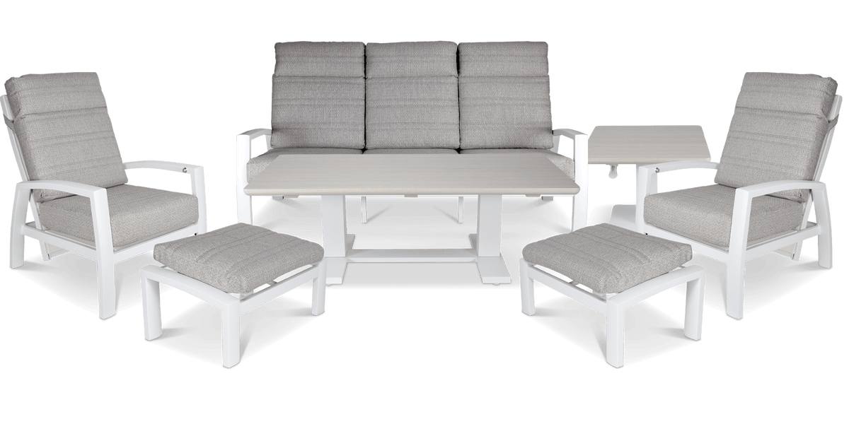 Georgia 7pc Lounge Suite with Reclining Armchairs and Adjustable Height Coffee & Side Table