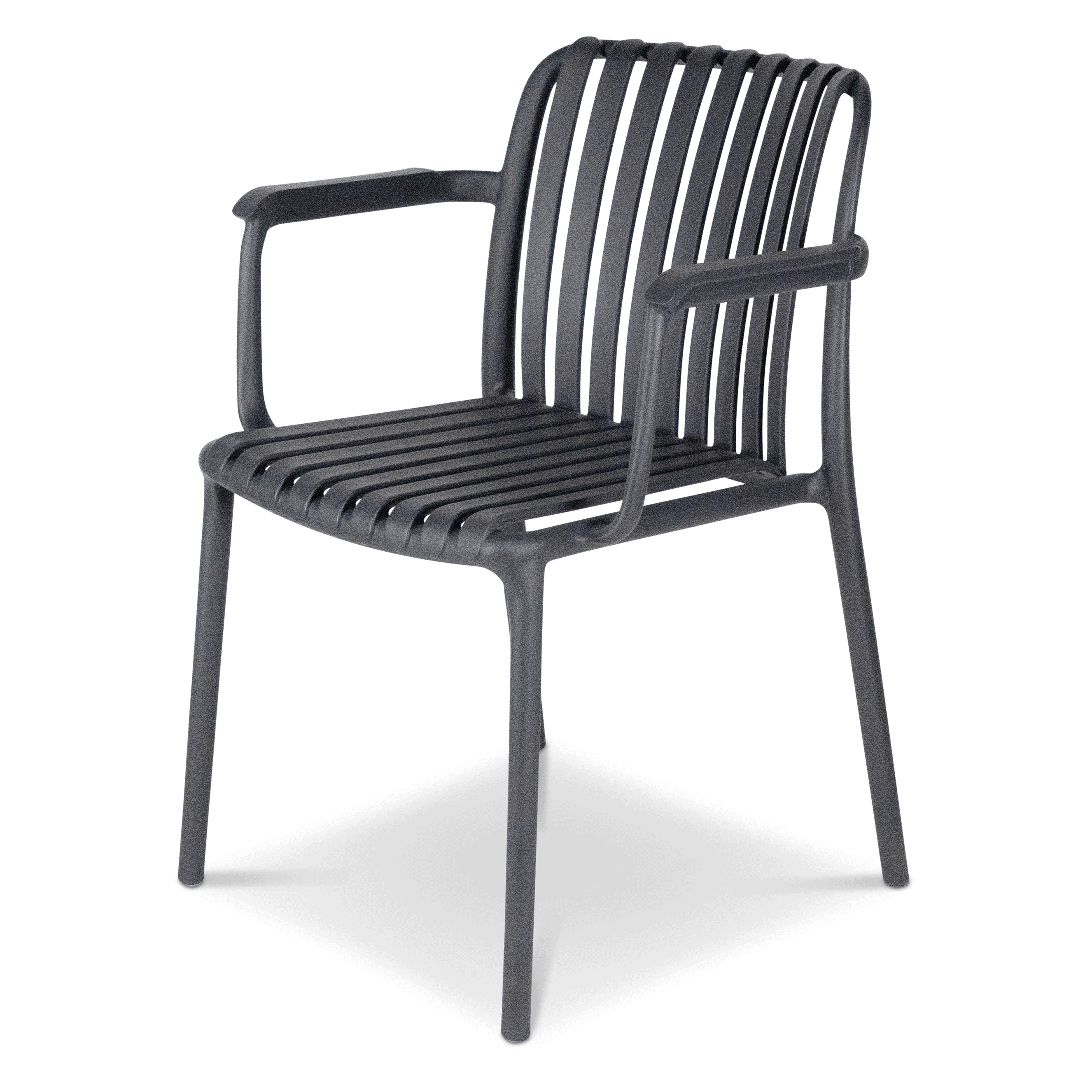 Salerno UV Polypropylene Premium Dining Chair with Arm in Gunmetal