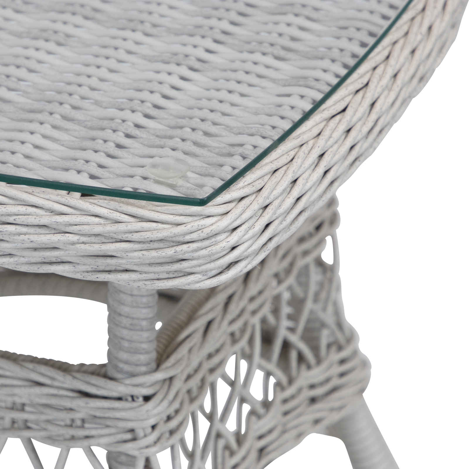 Hamptons Side Table in Surfmist Wicker with Glass Top - The Furniture Shack