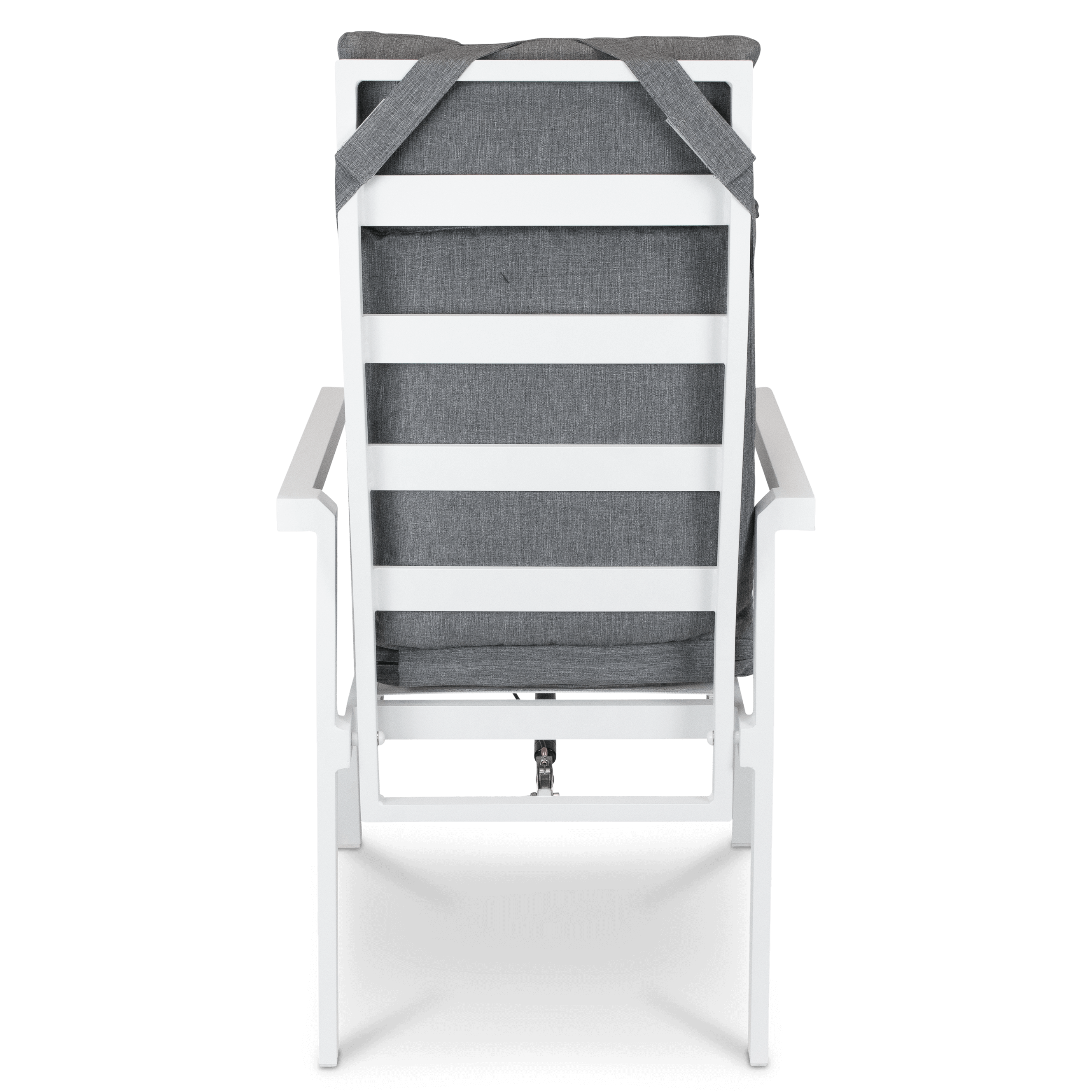 San Sebastian Reclining Dining Chair in Arctic White and Platinum Olefin Cushions