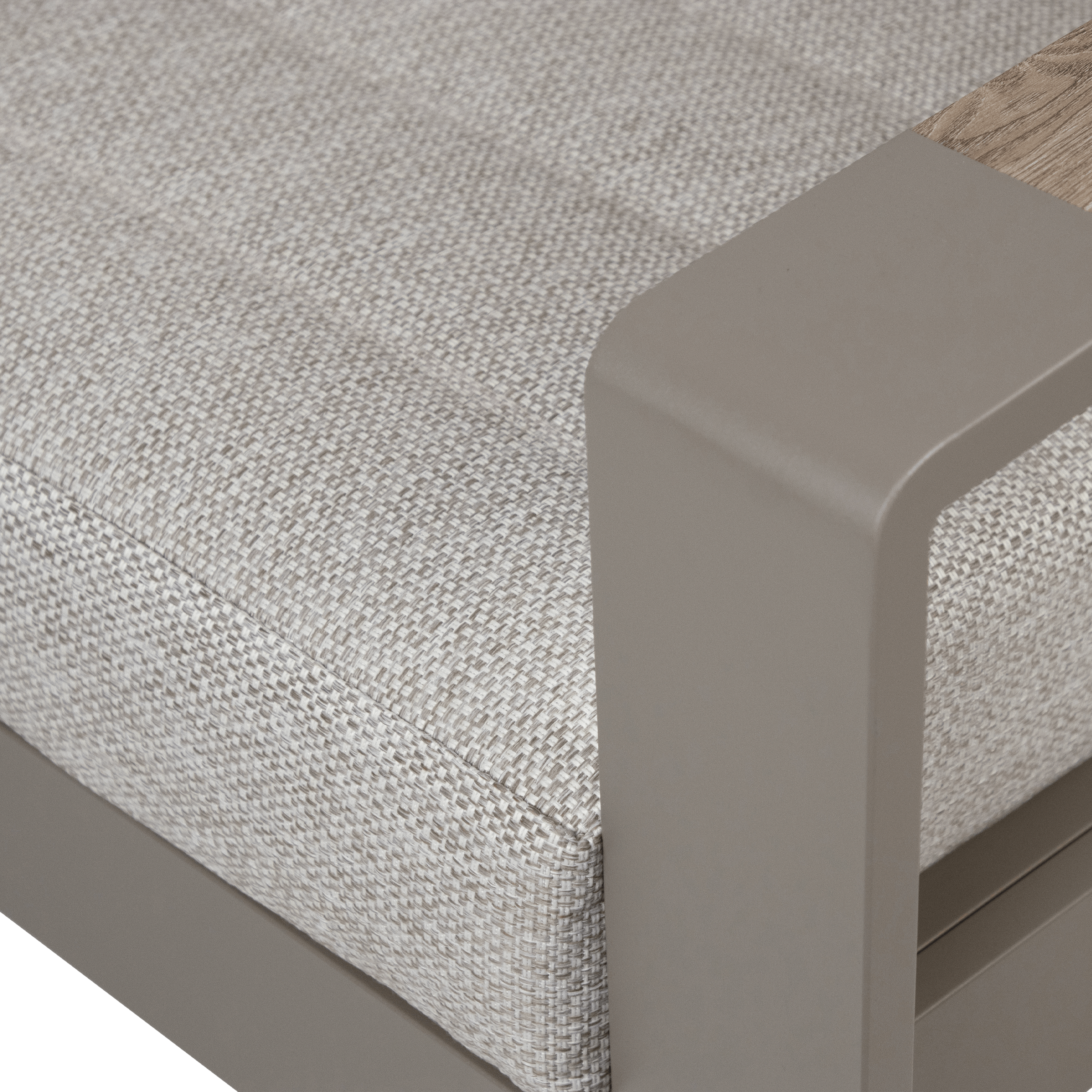 Positano Corner Lounge in Taupe, Polywood Inset with Latte Check Spun Polyester Cushions