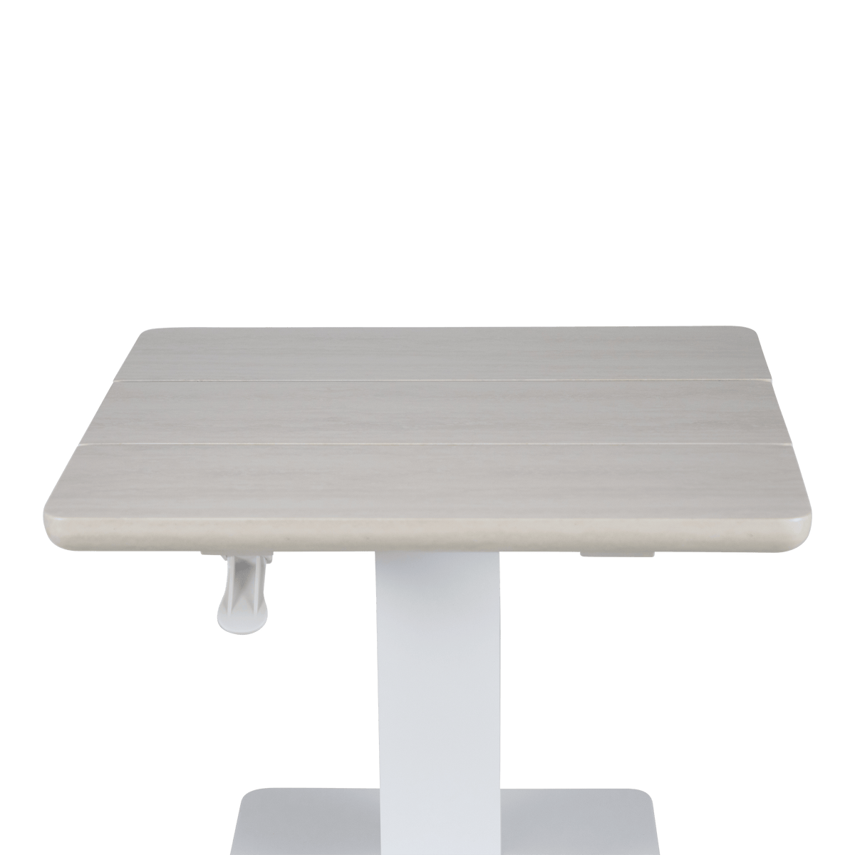 Georgia Adjustable Side Table in Arctic White Aluminium with Timber Look Top