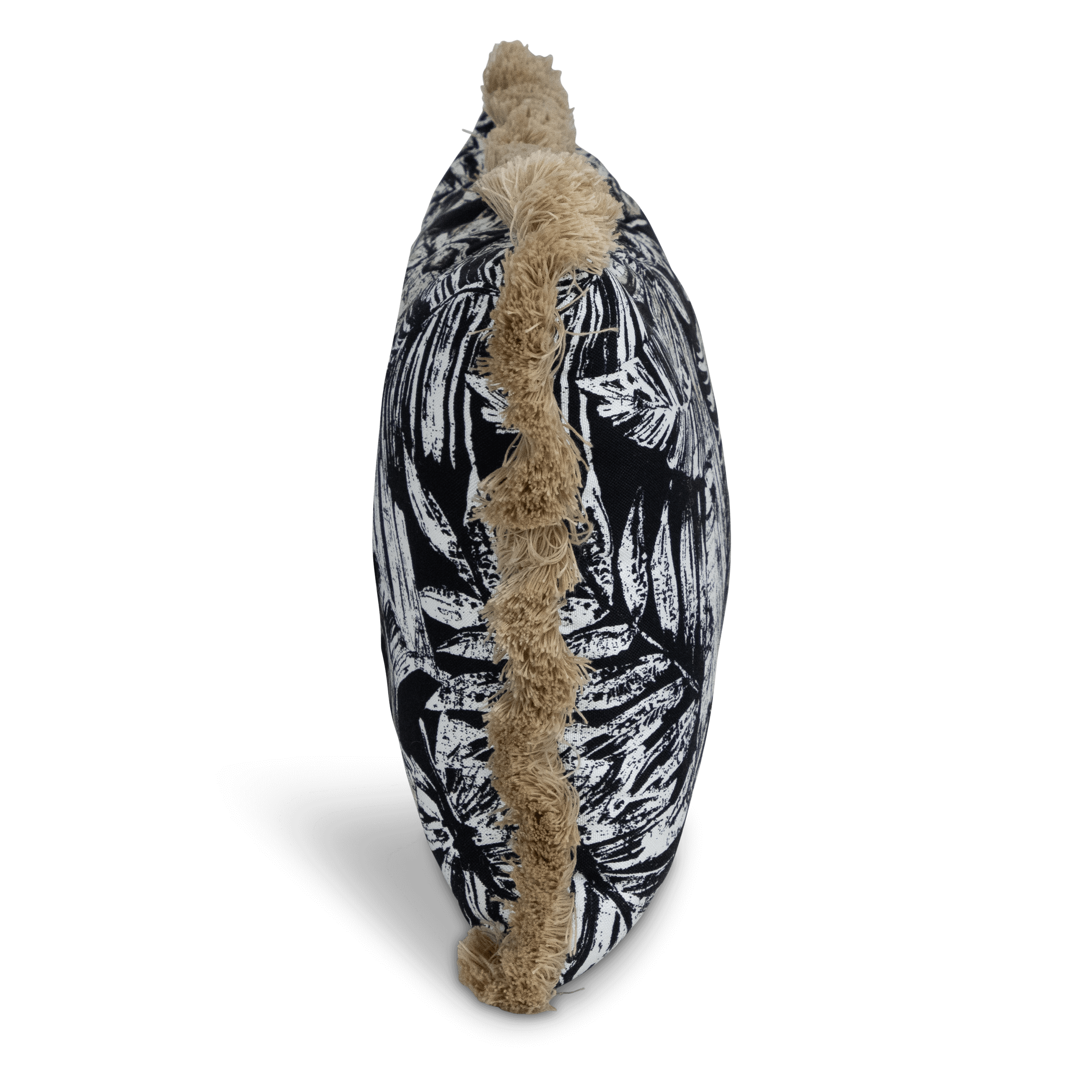 Tahiti Black Escape - 30x50cm Fringed Outdoor Cushion