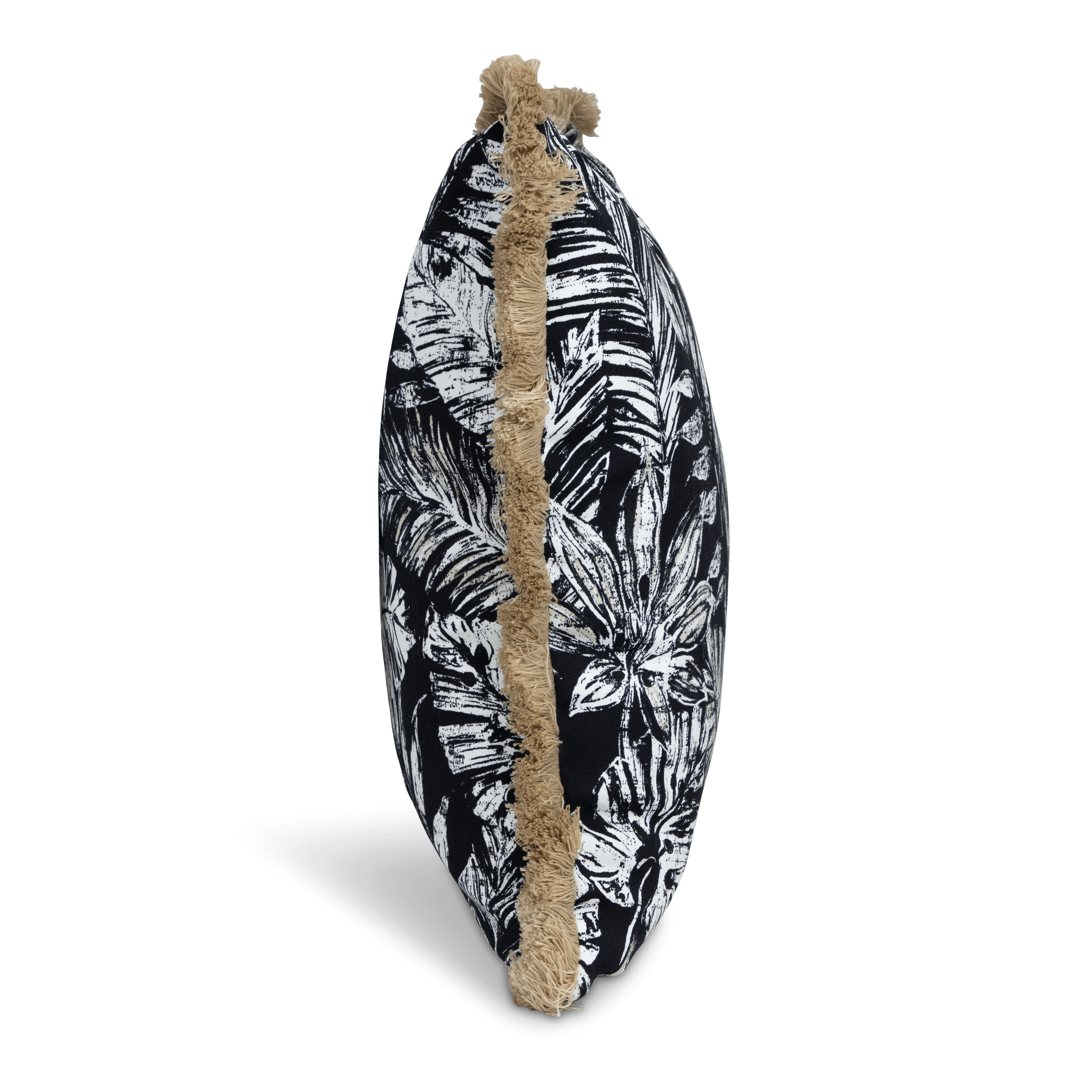 Tahiti Black Escape - 50x50cm Fringed Outdoor Cushion