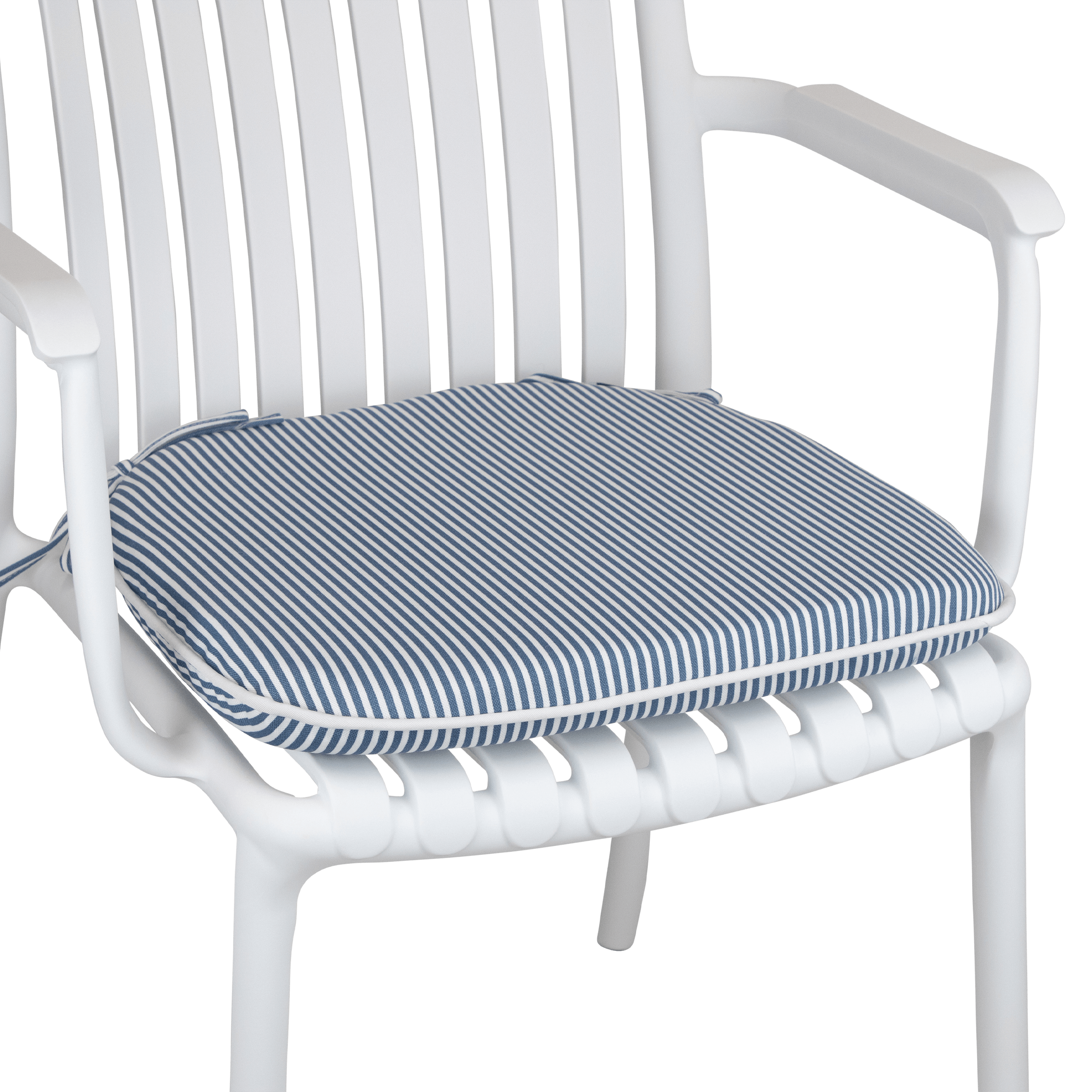 Tahiti Marine Stripe Rounded Outdoor Chair Pad - 40x42x5cm