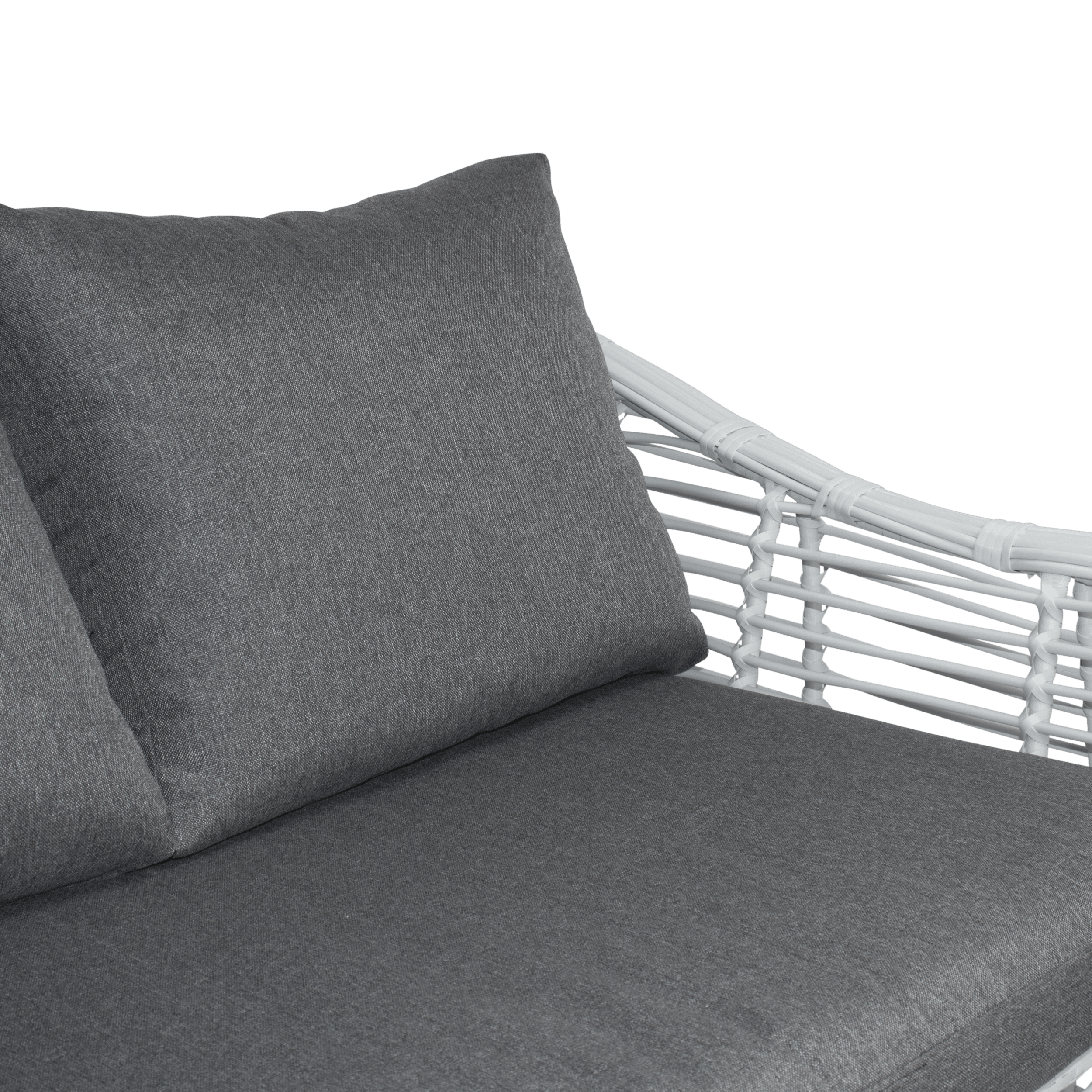 Barbados 2 Seater in Arctic White Wicker and Pebble Olefin Cushions