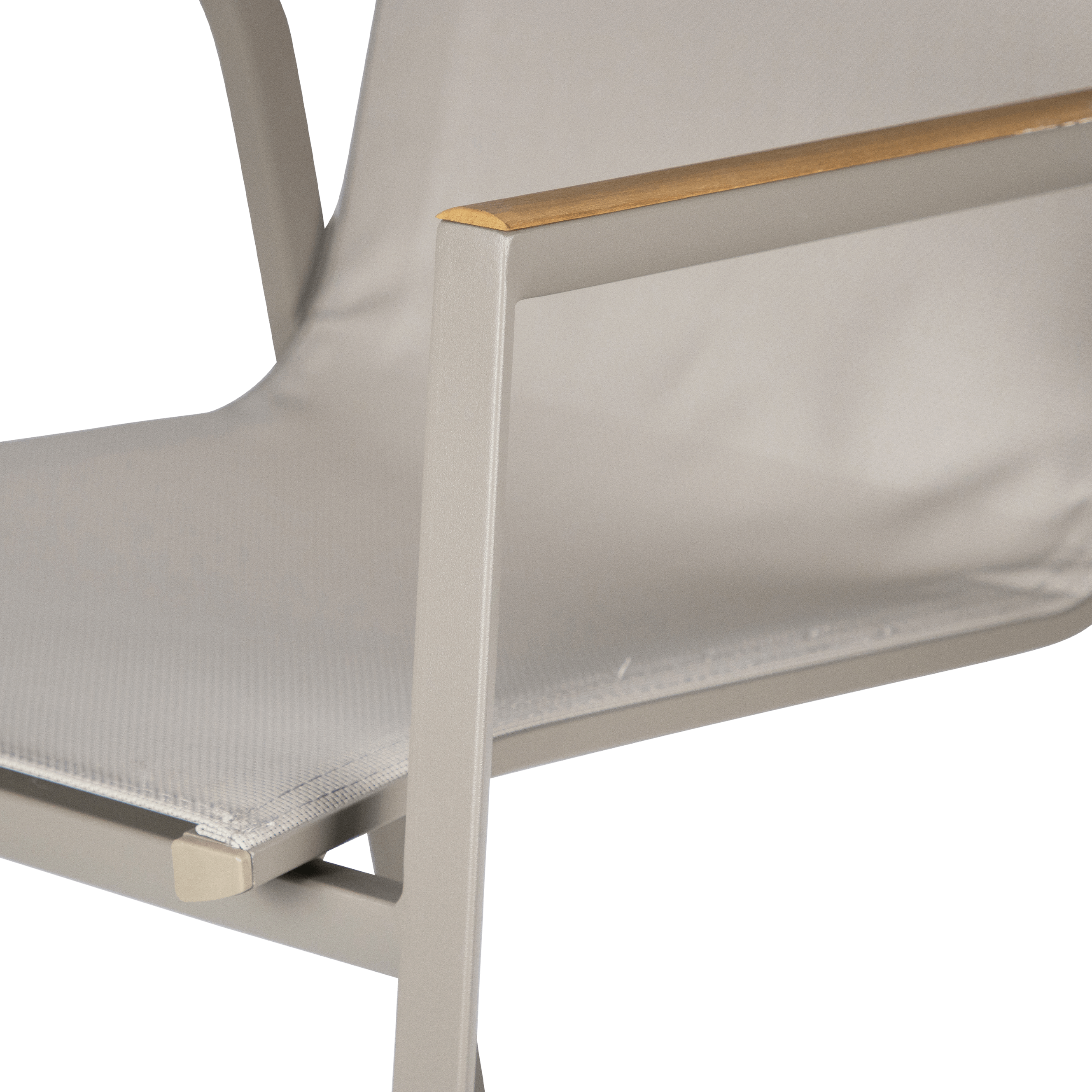 Providence Dining Chair in Taupe Aluminium and Texteline and Teak Arm