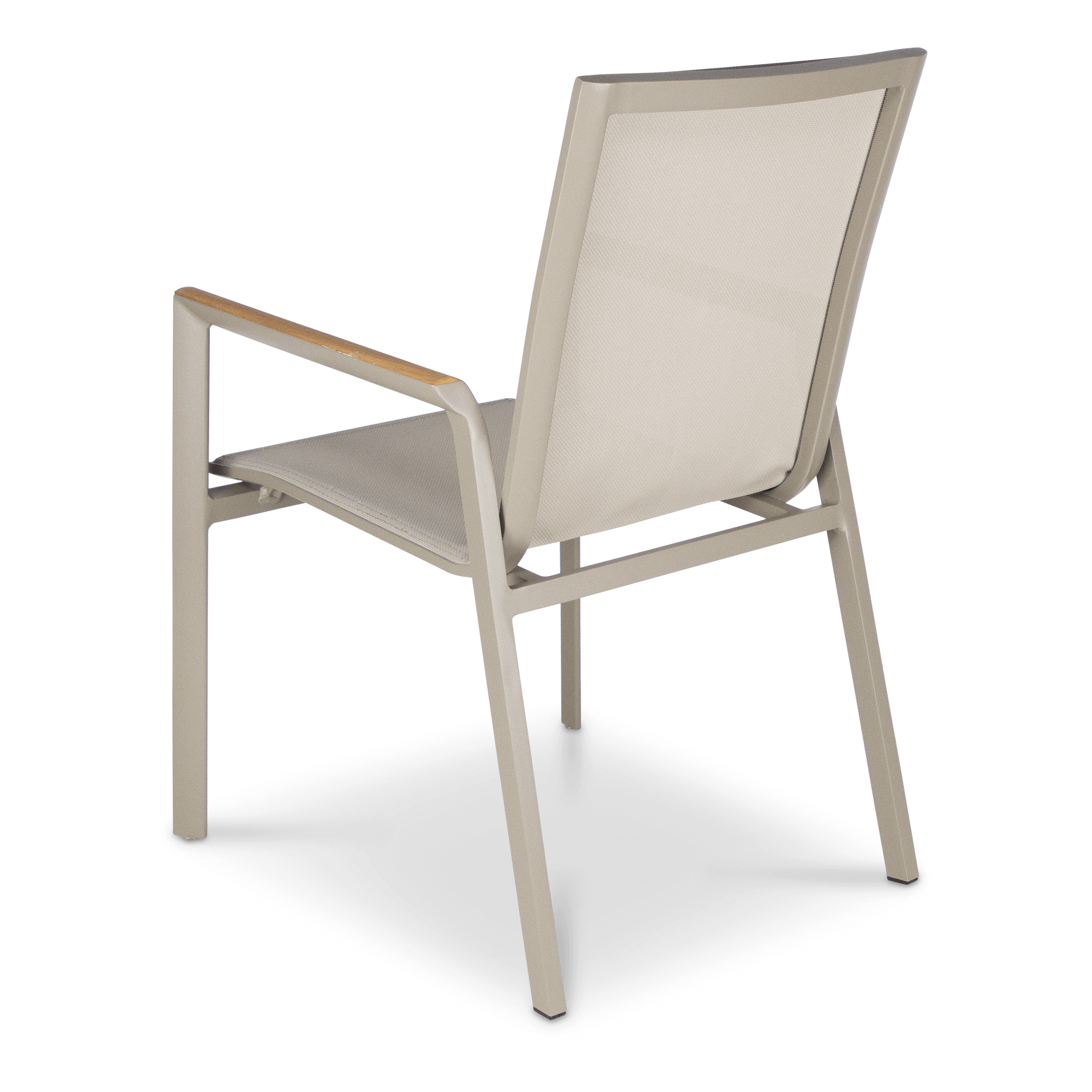 Providence Dining Chair in Taupe Aluminium and Texteline and Teak Arm