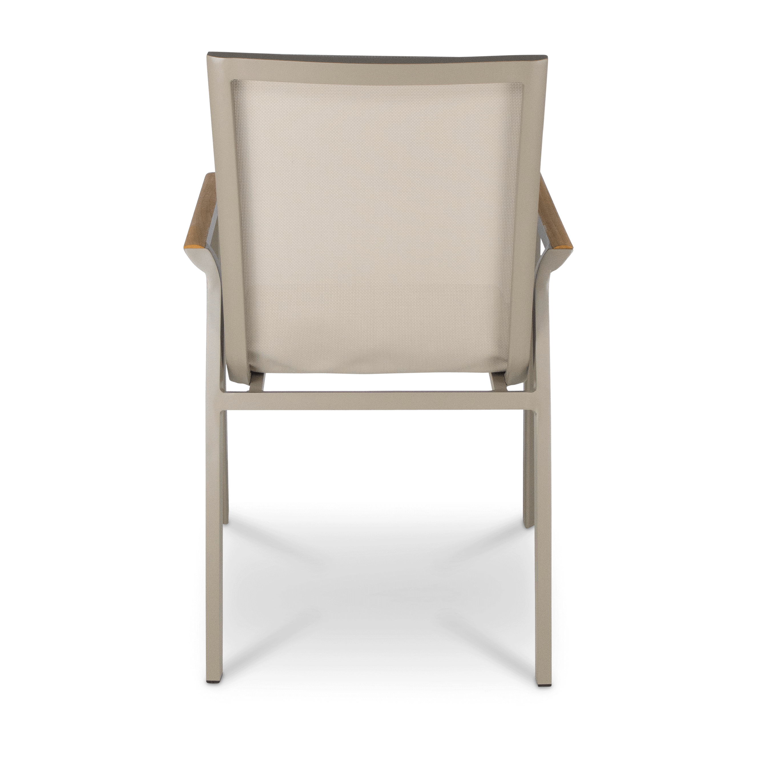 Providence Dining Chair in Taupe Aluminium and Texteline and Teak Arm