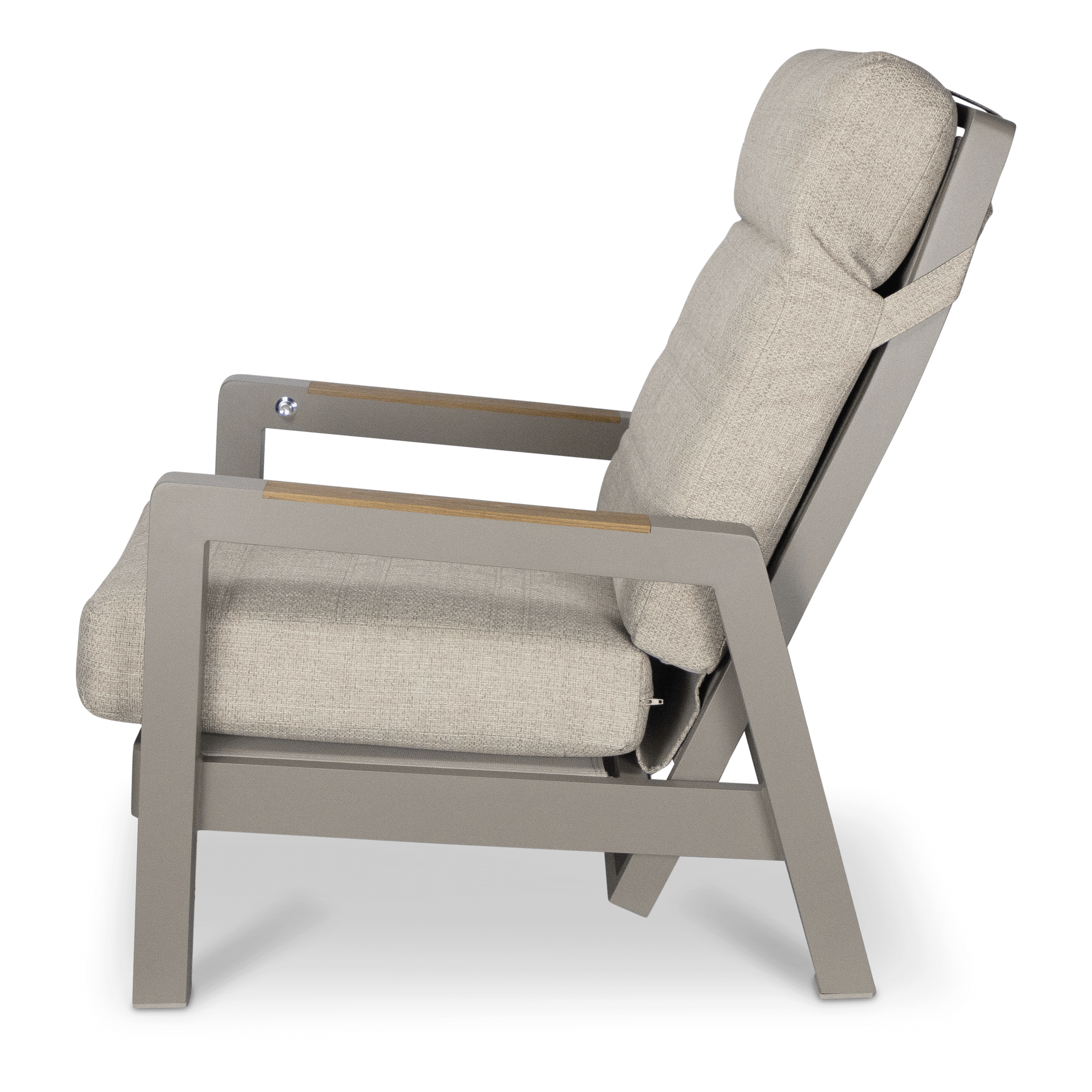 Atlanta 4pc Lounge Set with recline function in Taupe with Latte Spun Polyester Cushions and Polywood Accent