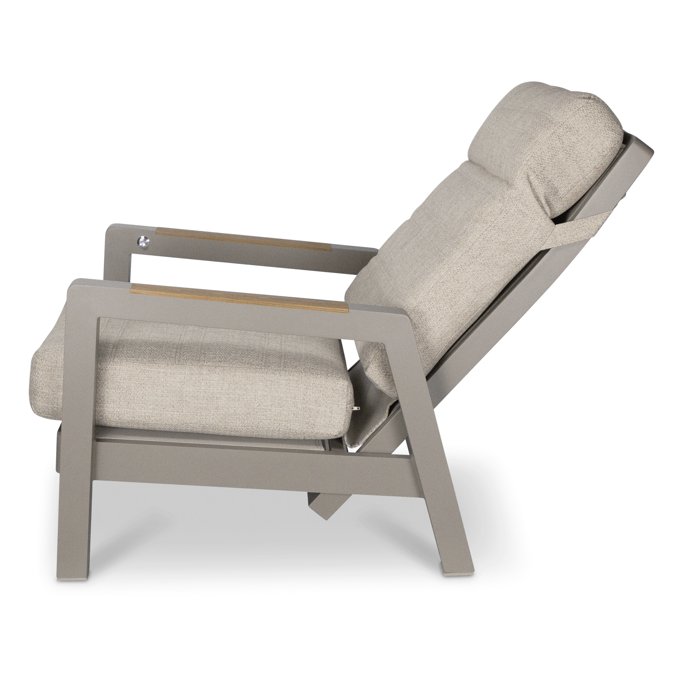 Atlanta 7pc Lounge Set with recline function in Taupe with Latte Spun Polyester Cushions and Polywood Accent
