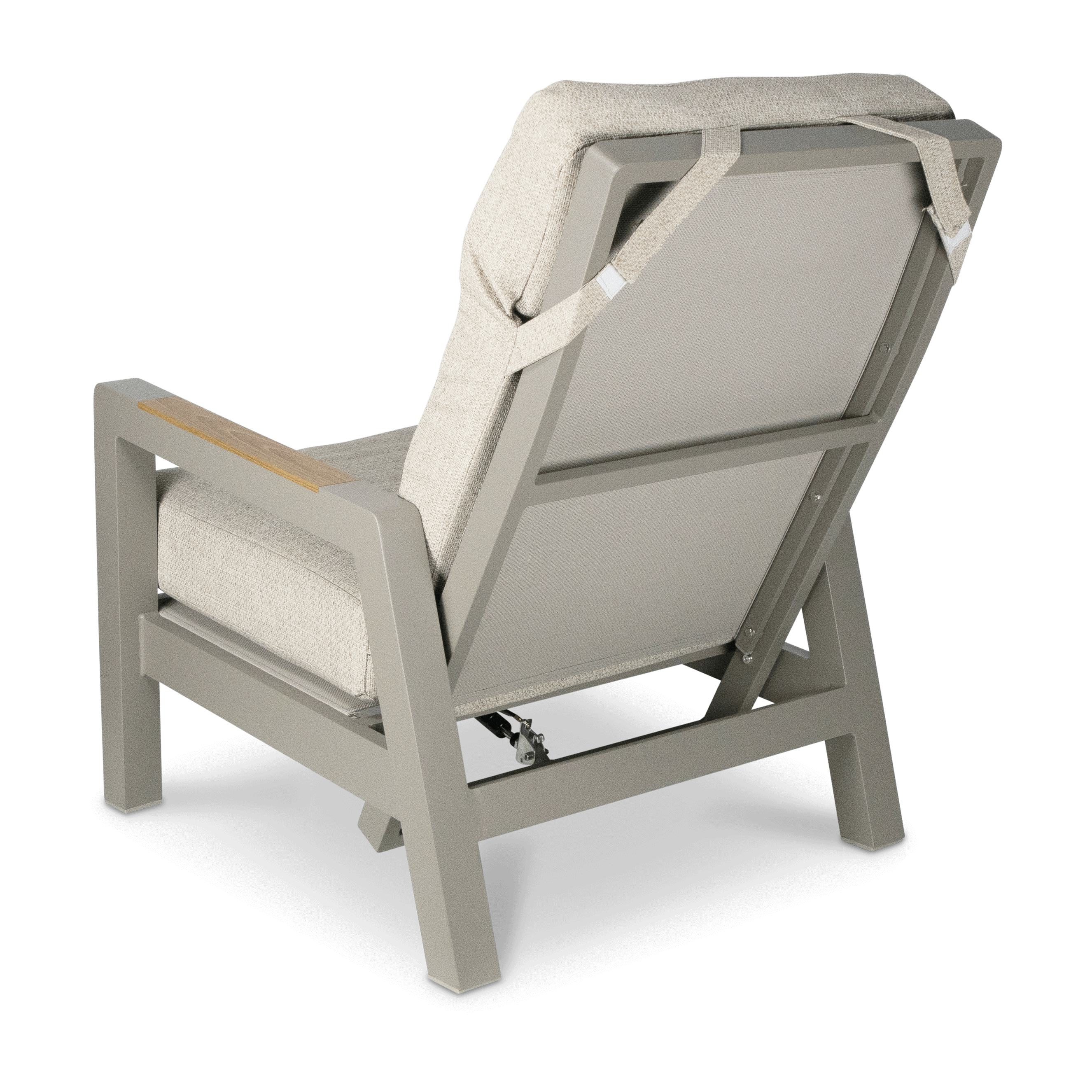 Atlanta 7pc Lounge Set with recline function in Taupe with Latte Spun Polyester Cushions and Polywood Accent
