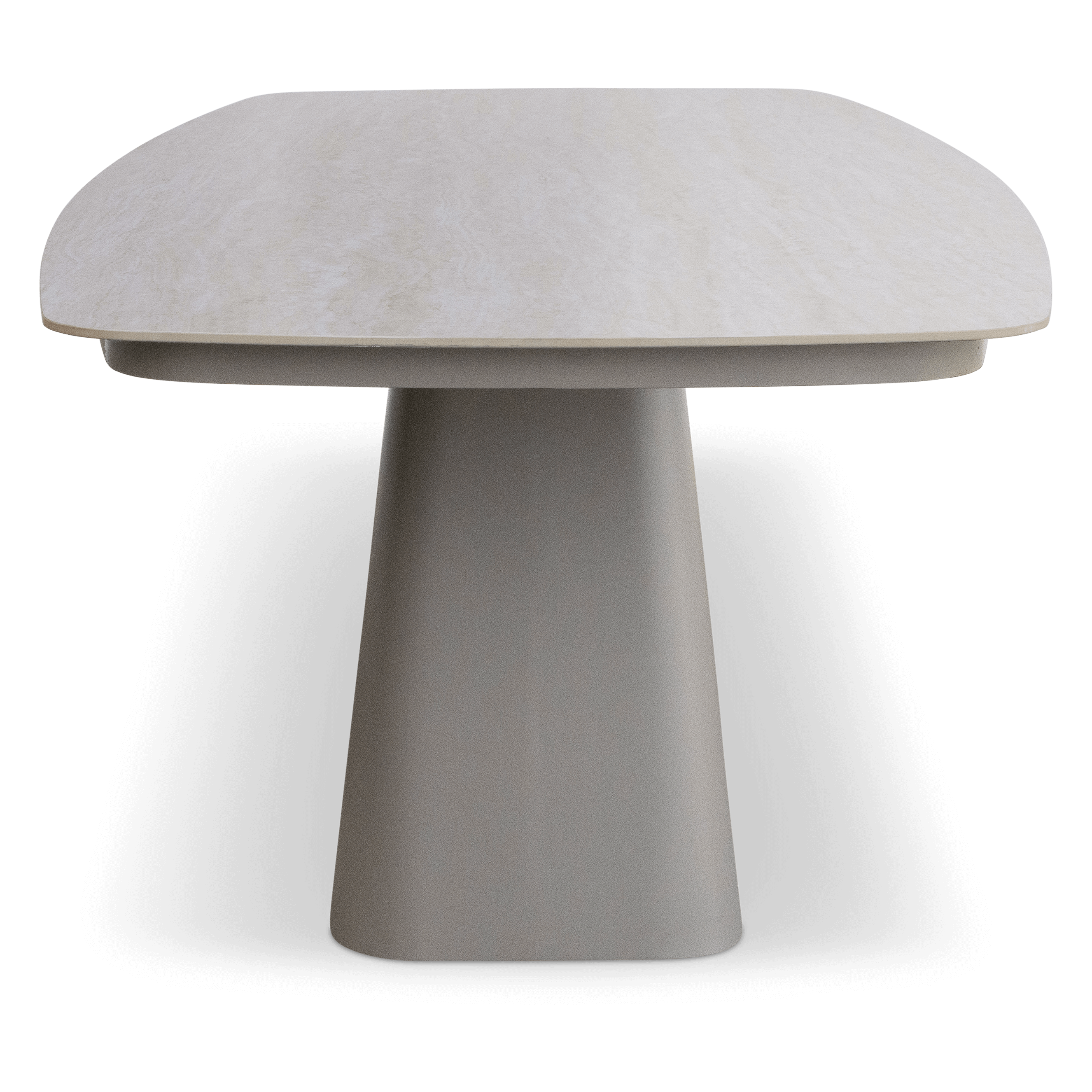 Trieste Dining Table in Taupe Aluminium and Travertine Ceramic Stone