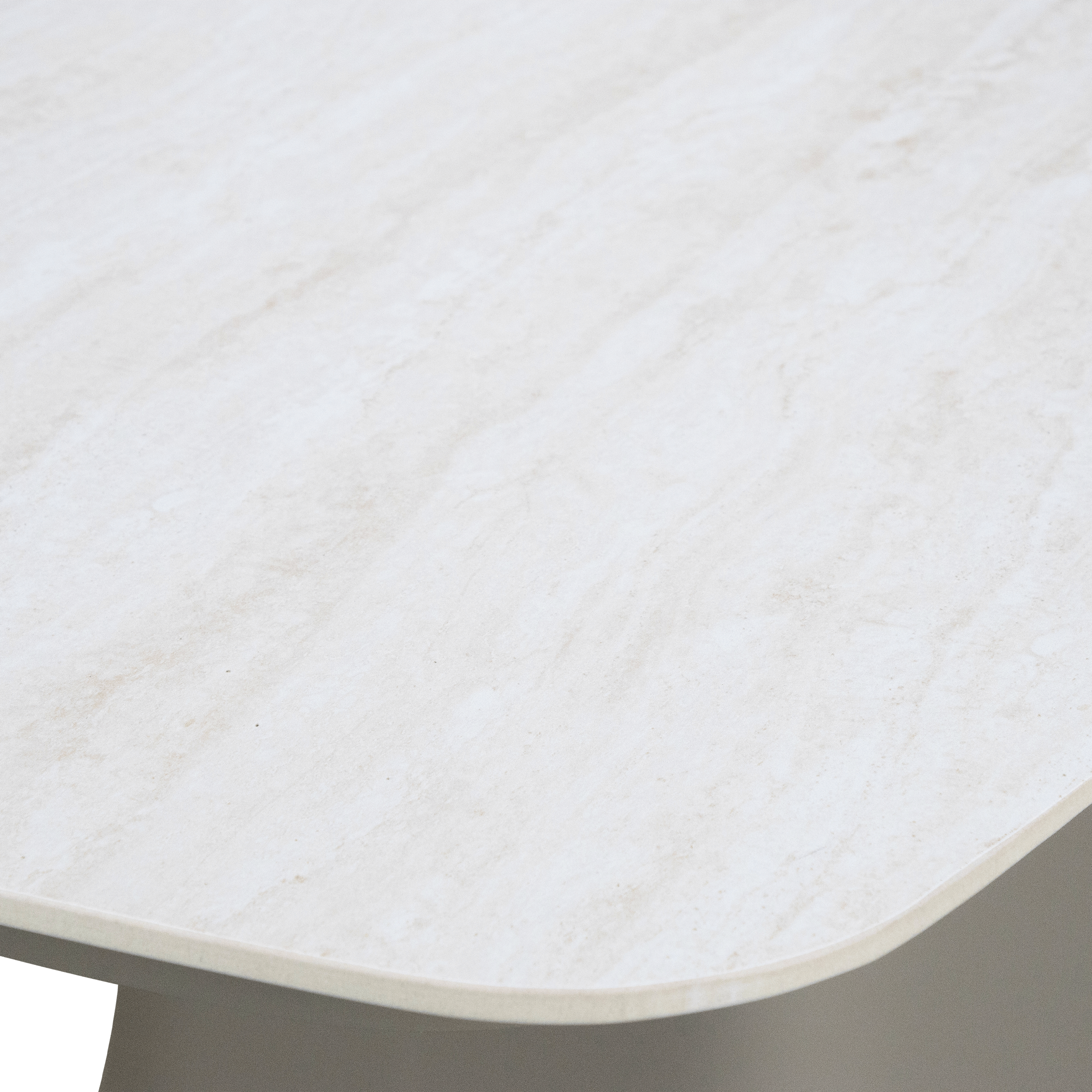 Trieste Dining Table in Taupe Aluminium and Travertine Ceramic Stone