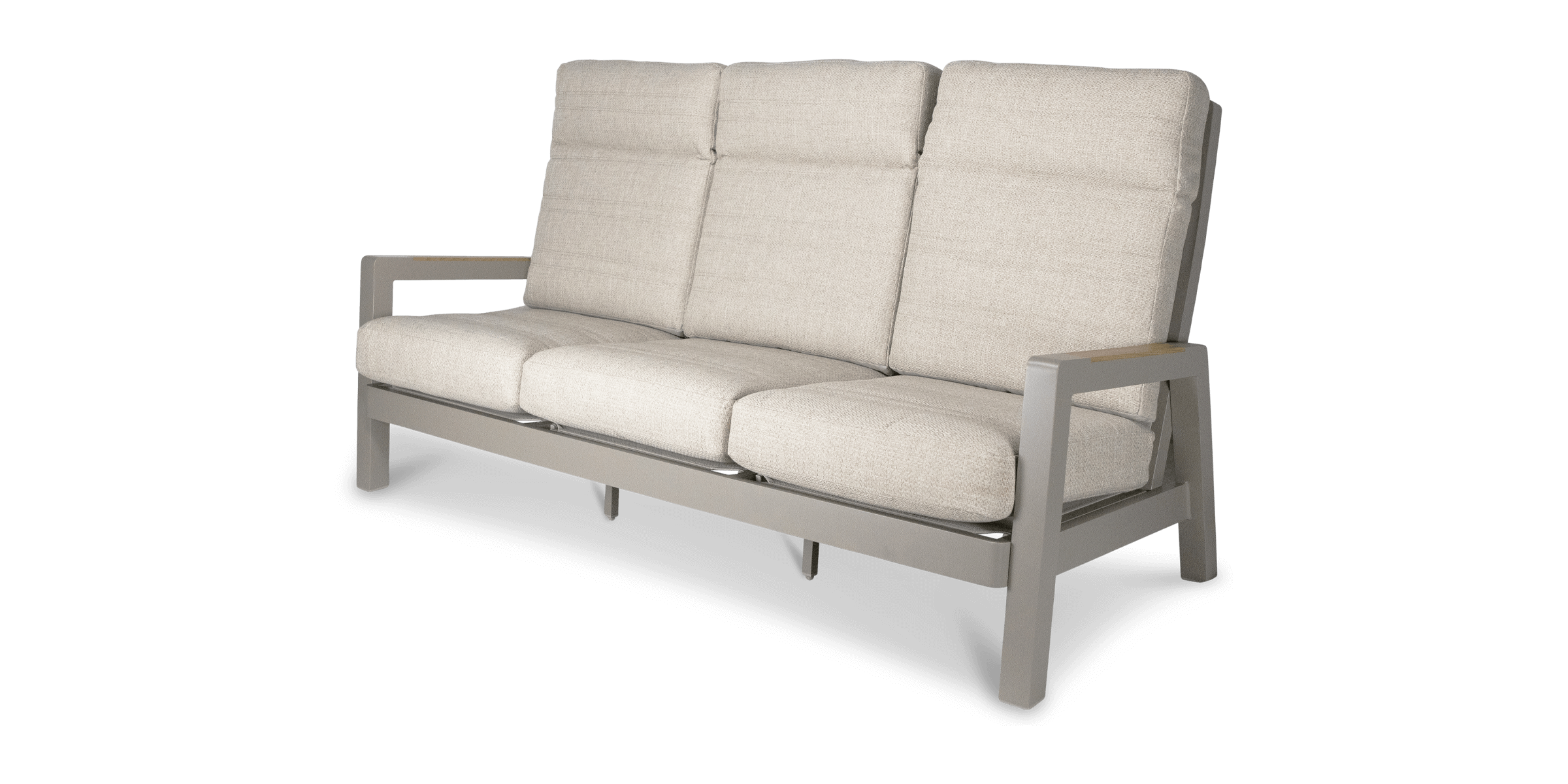 Atlanta 4pc Lounge Set with recline function in Taupe with Latte Spun Polyester Cushions and Polywood Accent