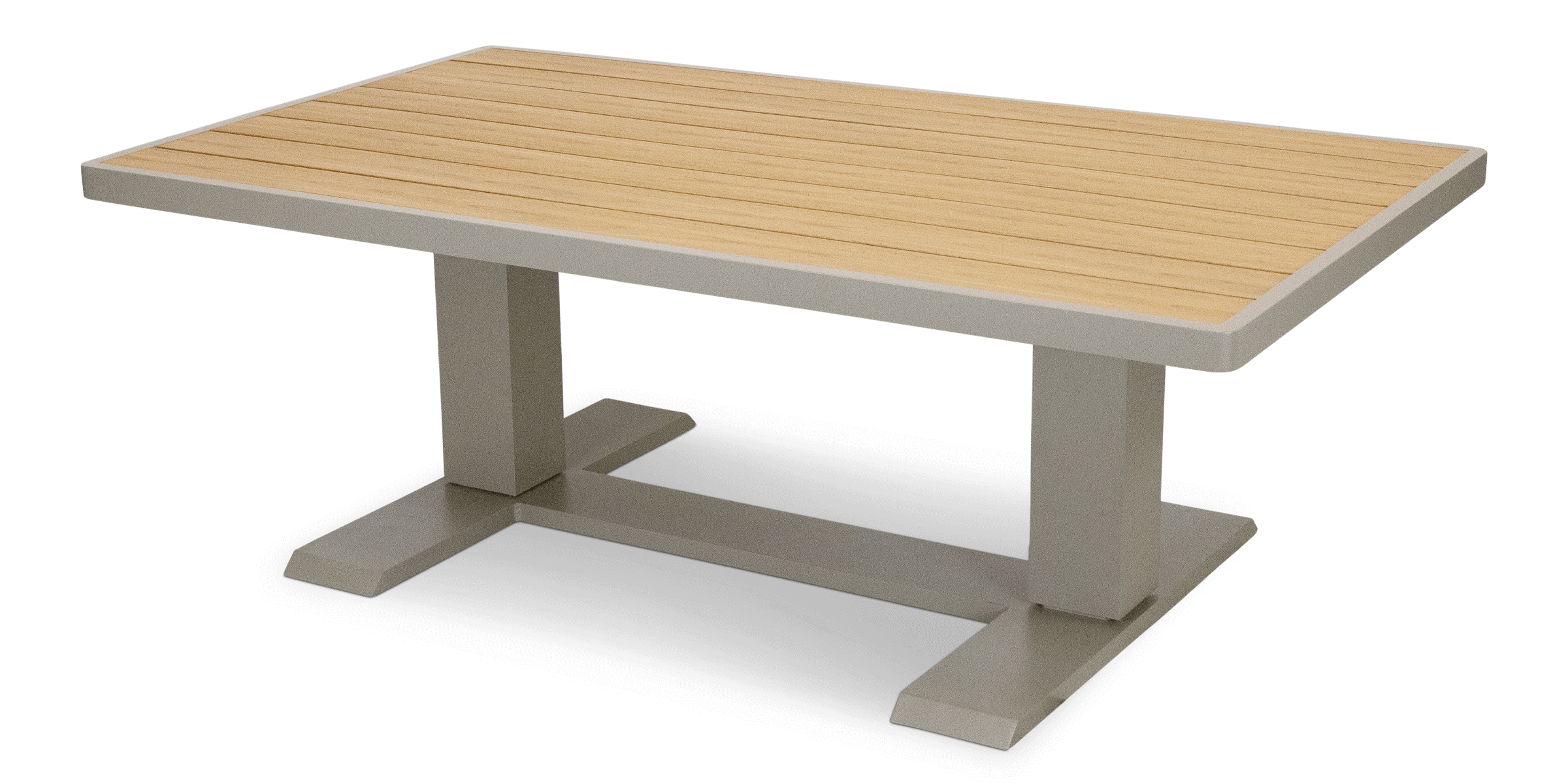 Atlanta Hybrid Adjustable Coffee table in Taupe with Polywood Top