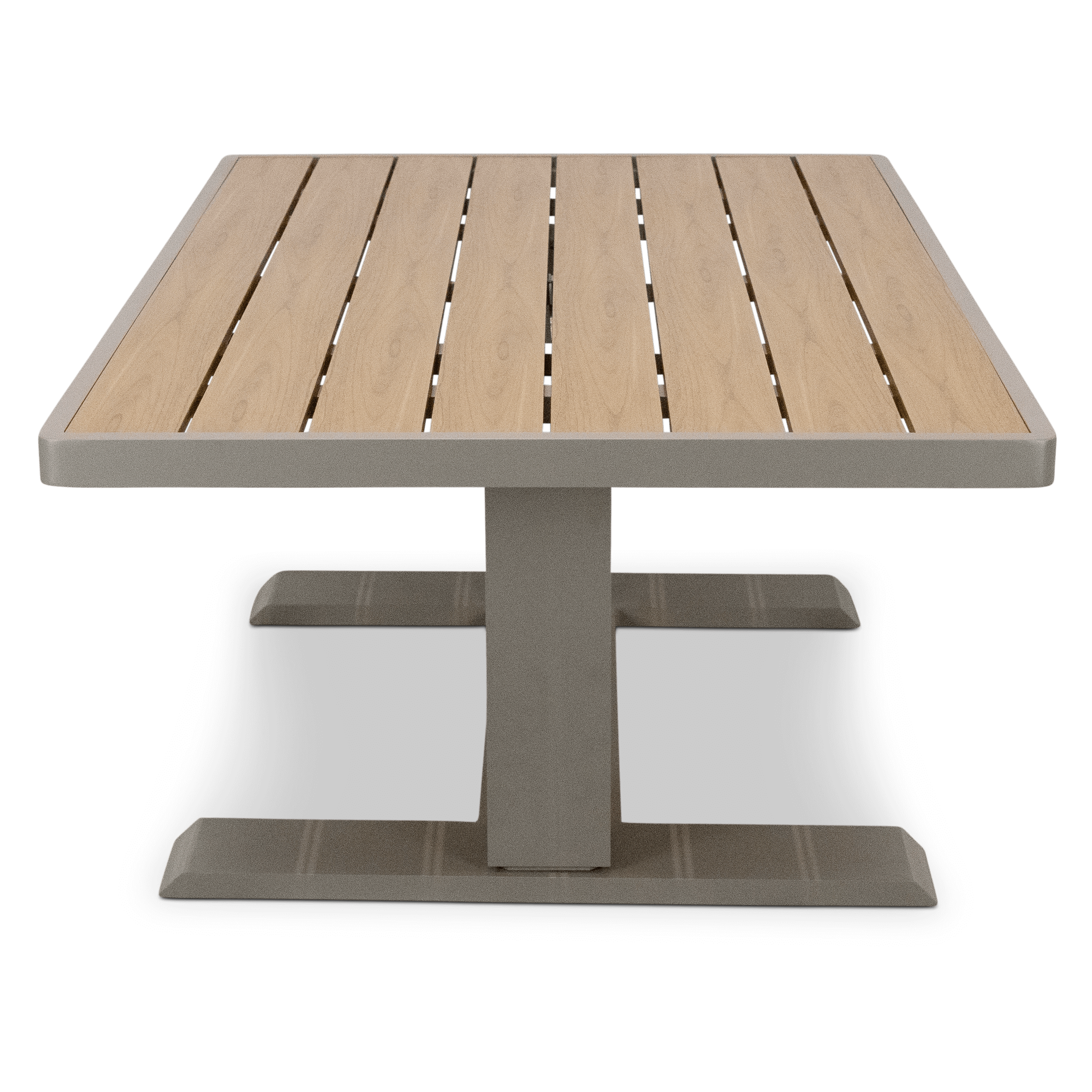 Atlanta Hybrid Adjustable Coffee table in Taupe with Polywood Top