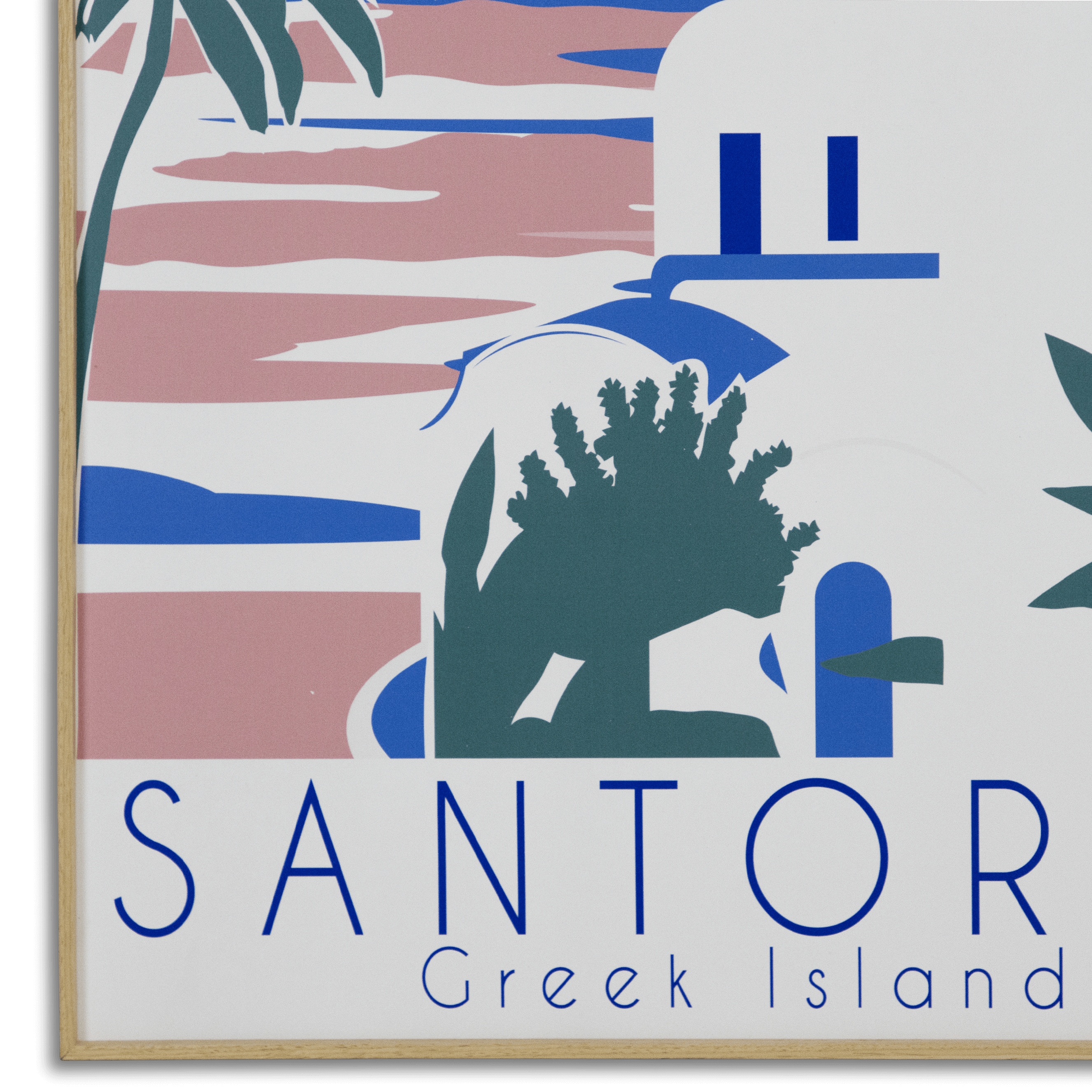 Santorini Greek Island - 60 x 100cm Outdoor UV Wall Art with Beech Aluminium Frame