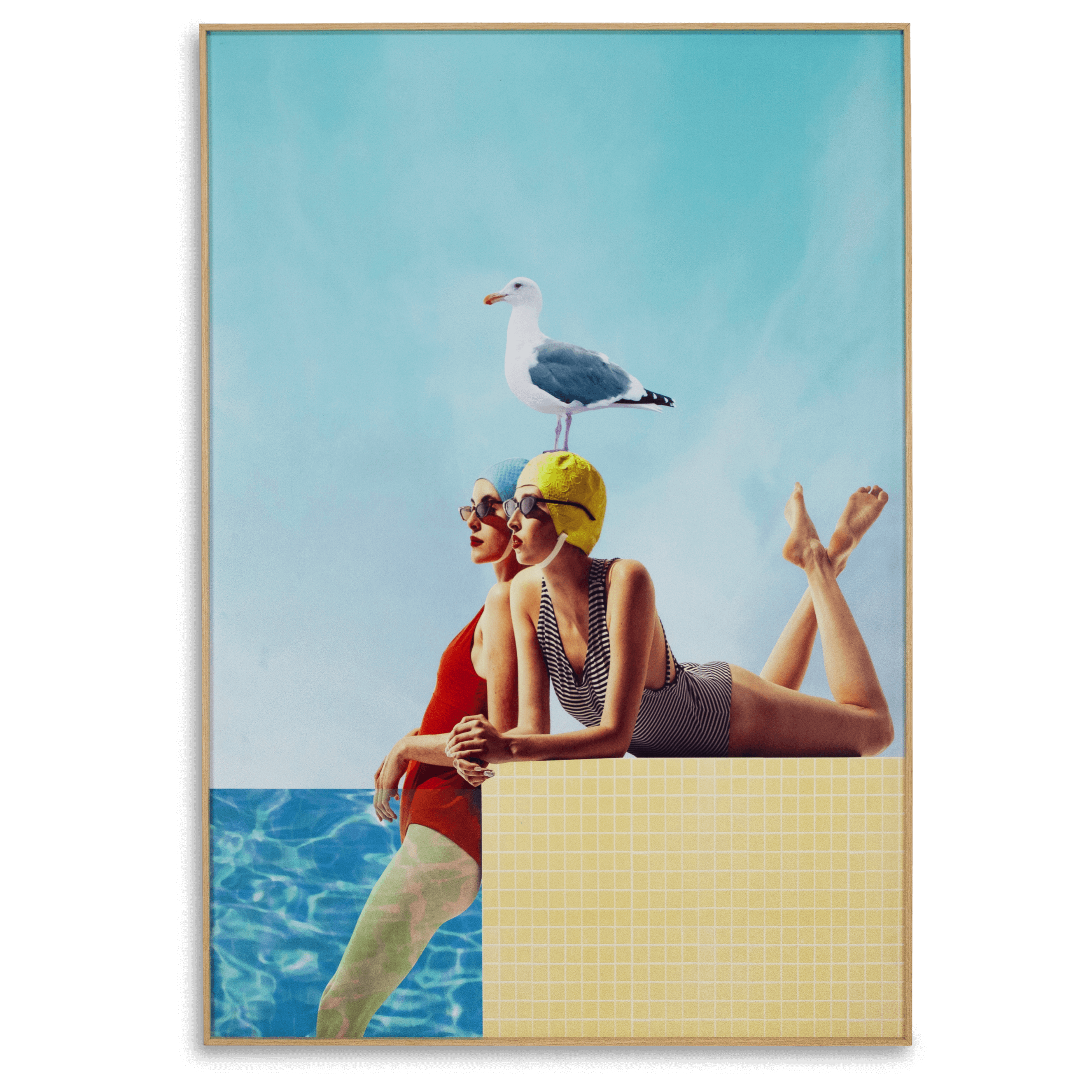 Poolside - 70 x 100cm Outdoor UV Wall Art with Beech Aluminium Frame