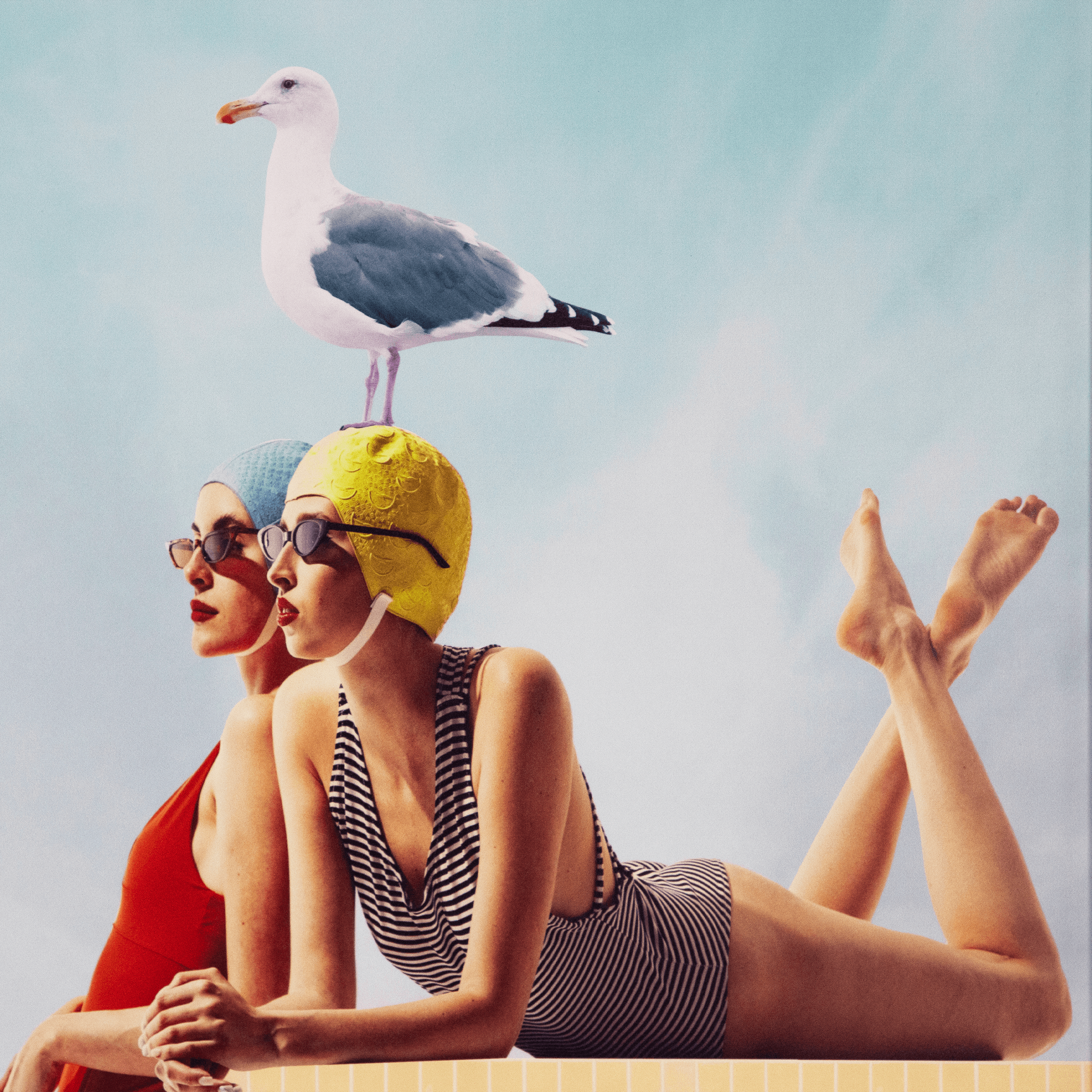 Poolside - 70 x 100cm Outdoor UV Wall Art with Beech Aluminium Frame