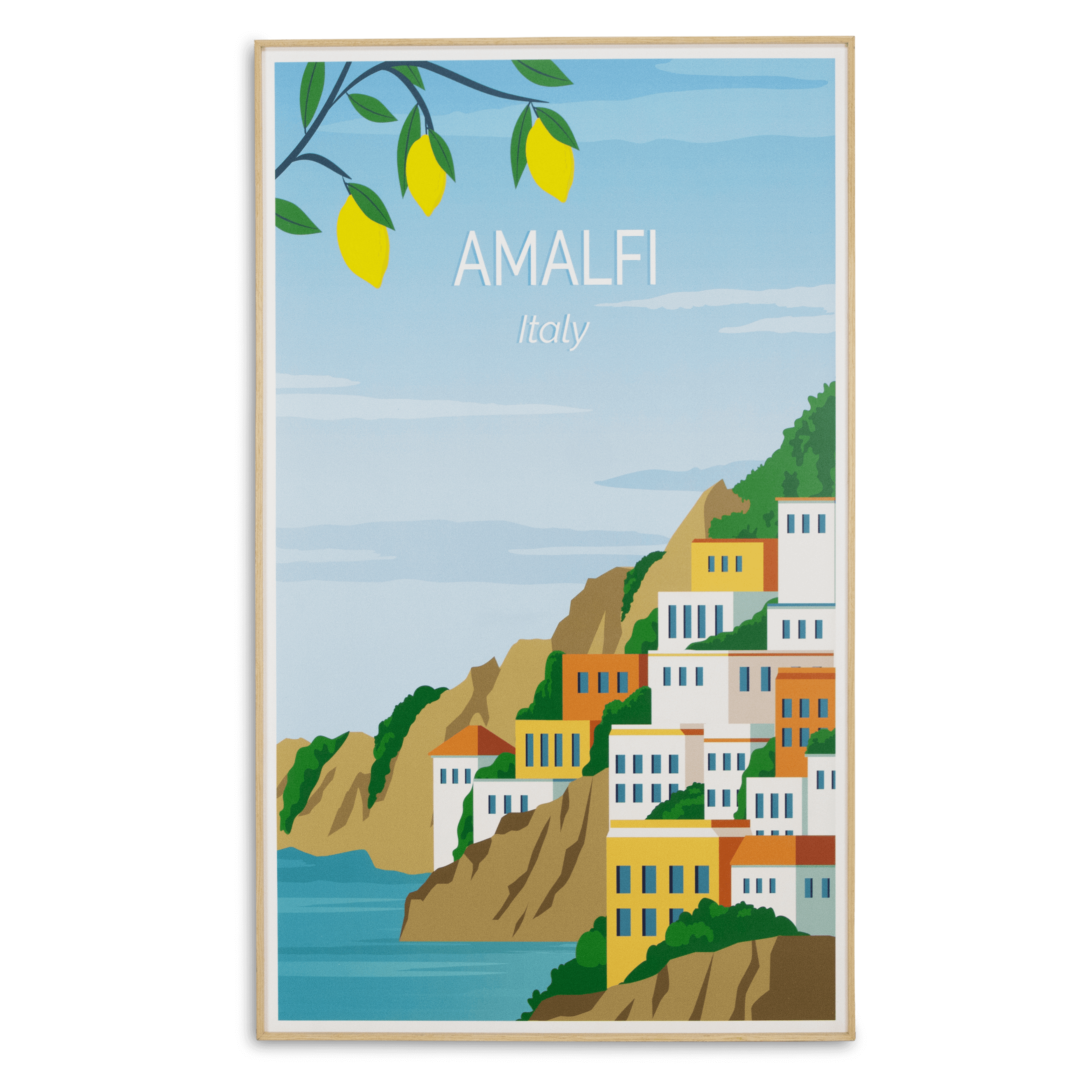 Amalfi Italy - 60 x 100cm Outdoor UV Wall Art with Beech Aluminium Frame