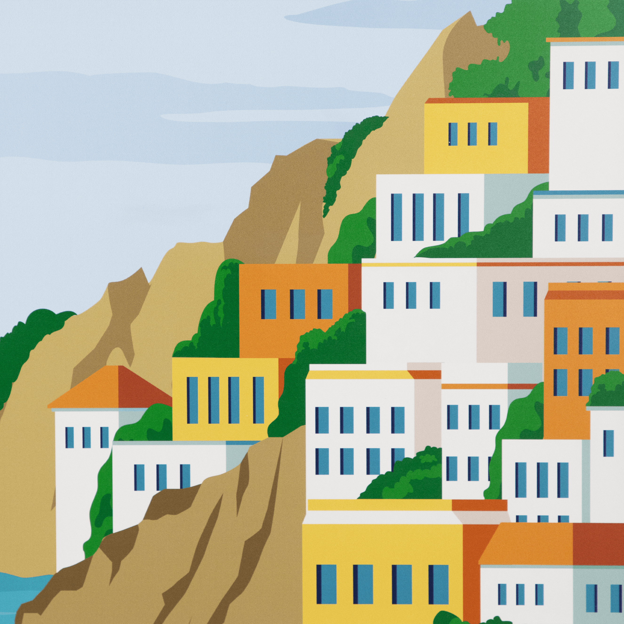 Amalfi Italy - 60 x 100cm Outdoor UV Wall Art with Beech Aluminium Frame