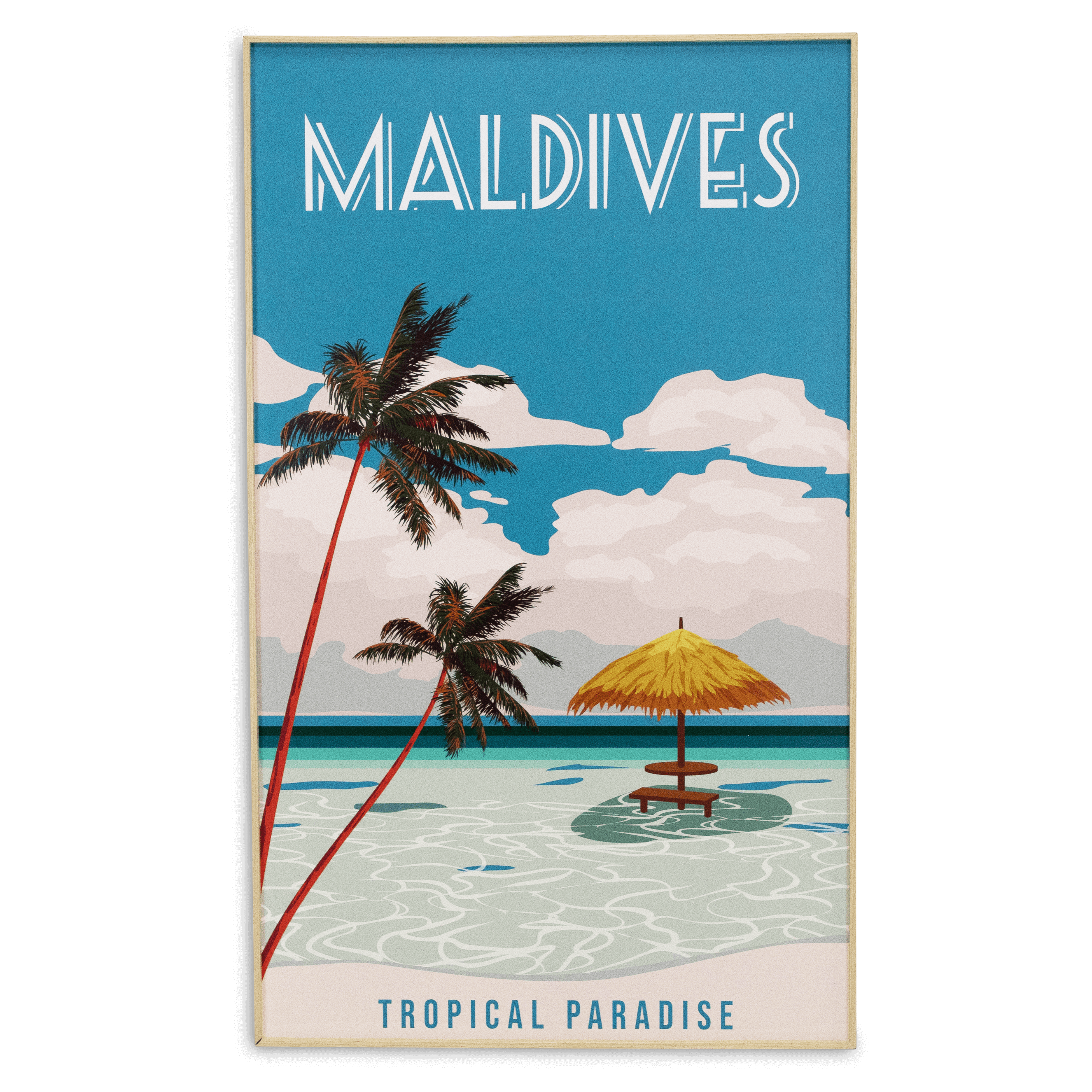 Maldives Tropical Paradise - 60 x 100cm Outdoor UV Wall Art with Beech Aluminium Frame