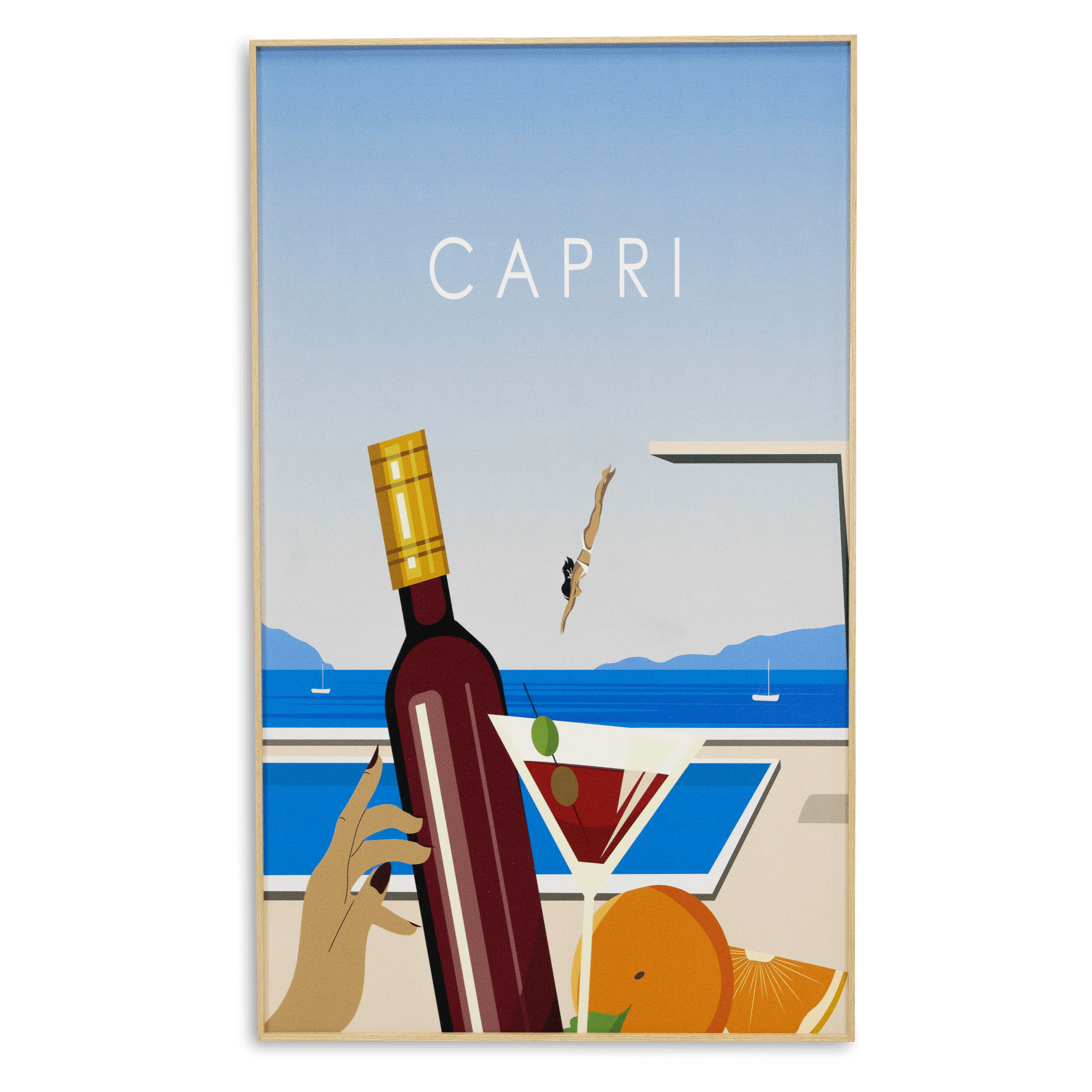 Capri - 60 x 100cm Outdoor UV Wall Art with Beech Aluminium Frame