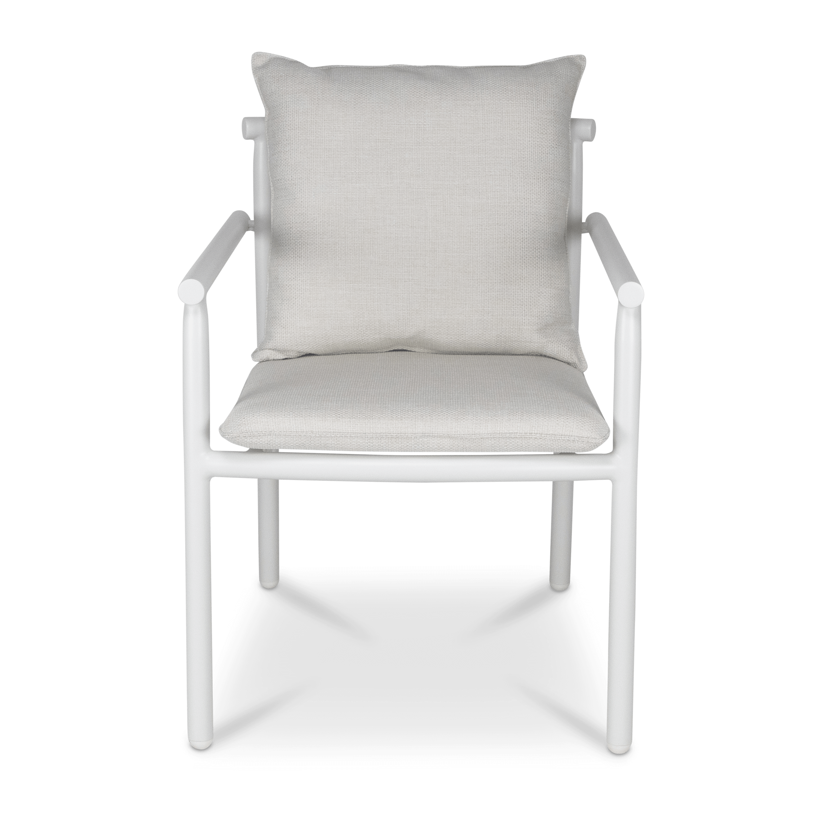 Havana Dining Chair in Arctic White with Dune Rope Inlay and Olefin Cushions