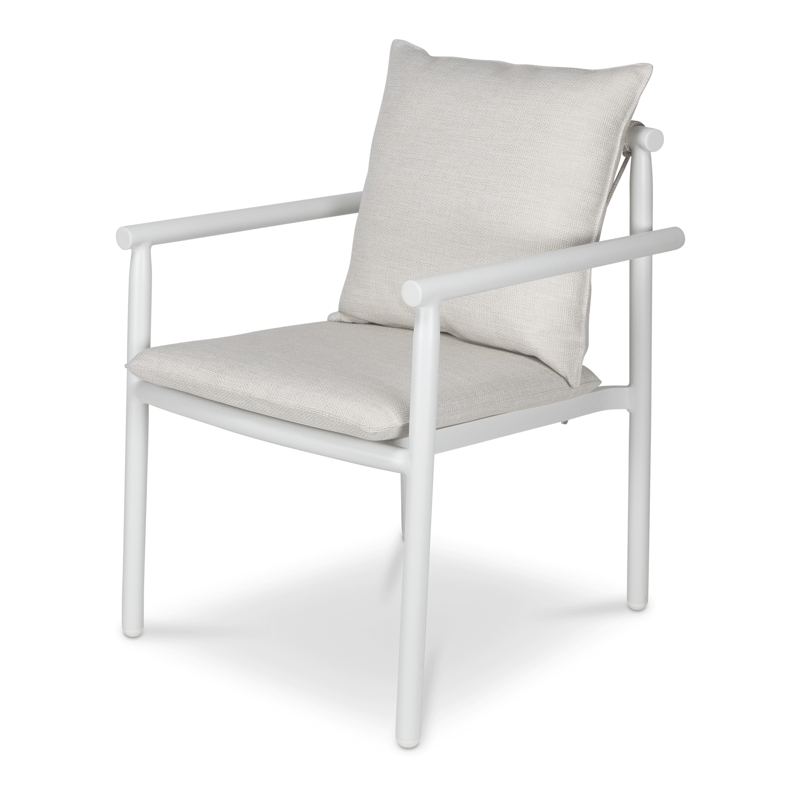 Havana Dining Chair in Arctic White with Dune Rope Inlay and Olefin Cushions