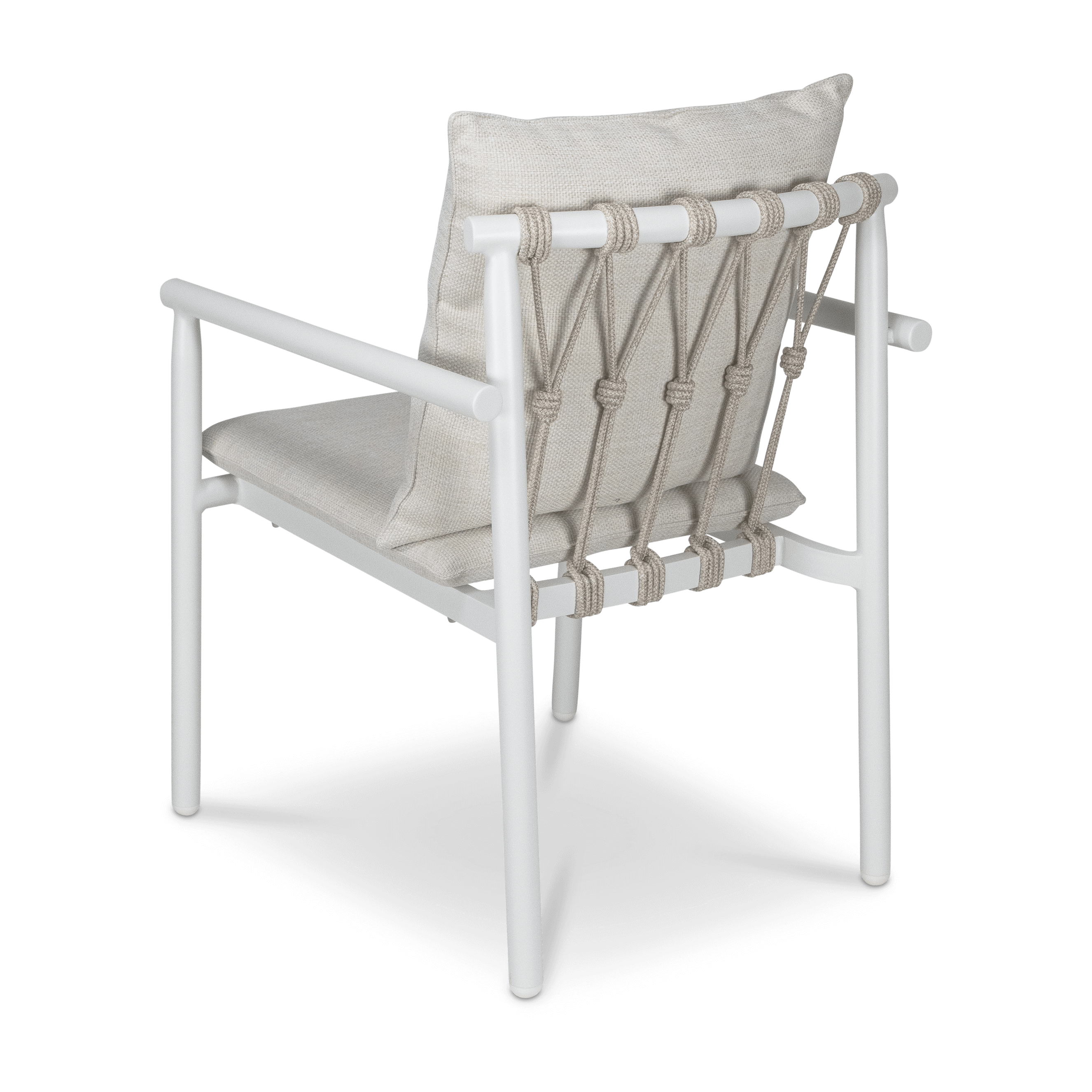 Havana Dining Chair in Arctic White with Dune Rope Inlay and Olefin Cushions