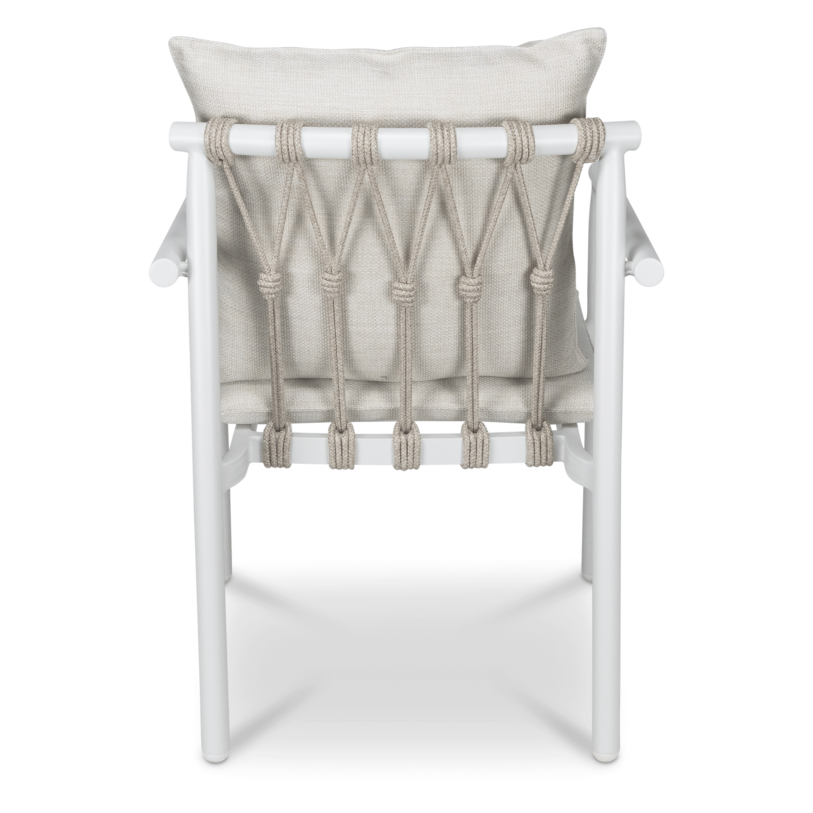 Havana Dining Chair in Arctic White with Dune Rope Inlay and Olefin Cushions