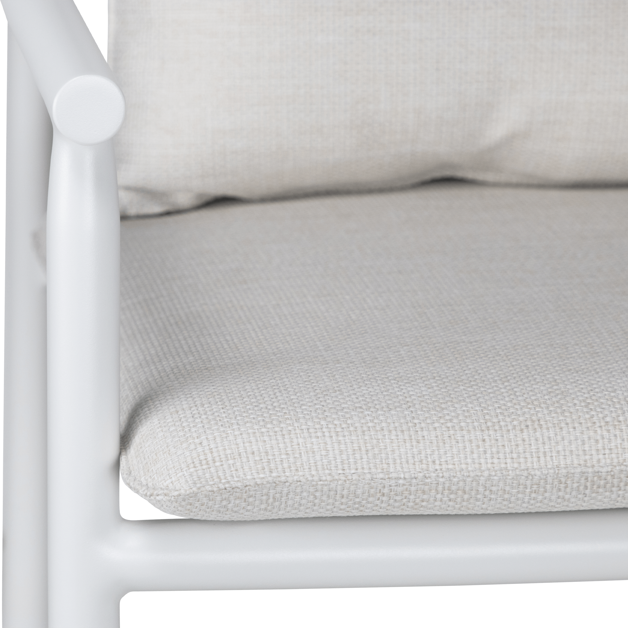 Havana Dining Chair in Arctic White with Dune Rope Inlay and Olefin Cushions