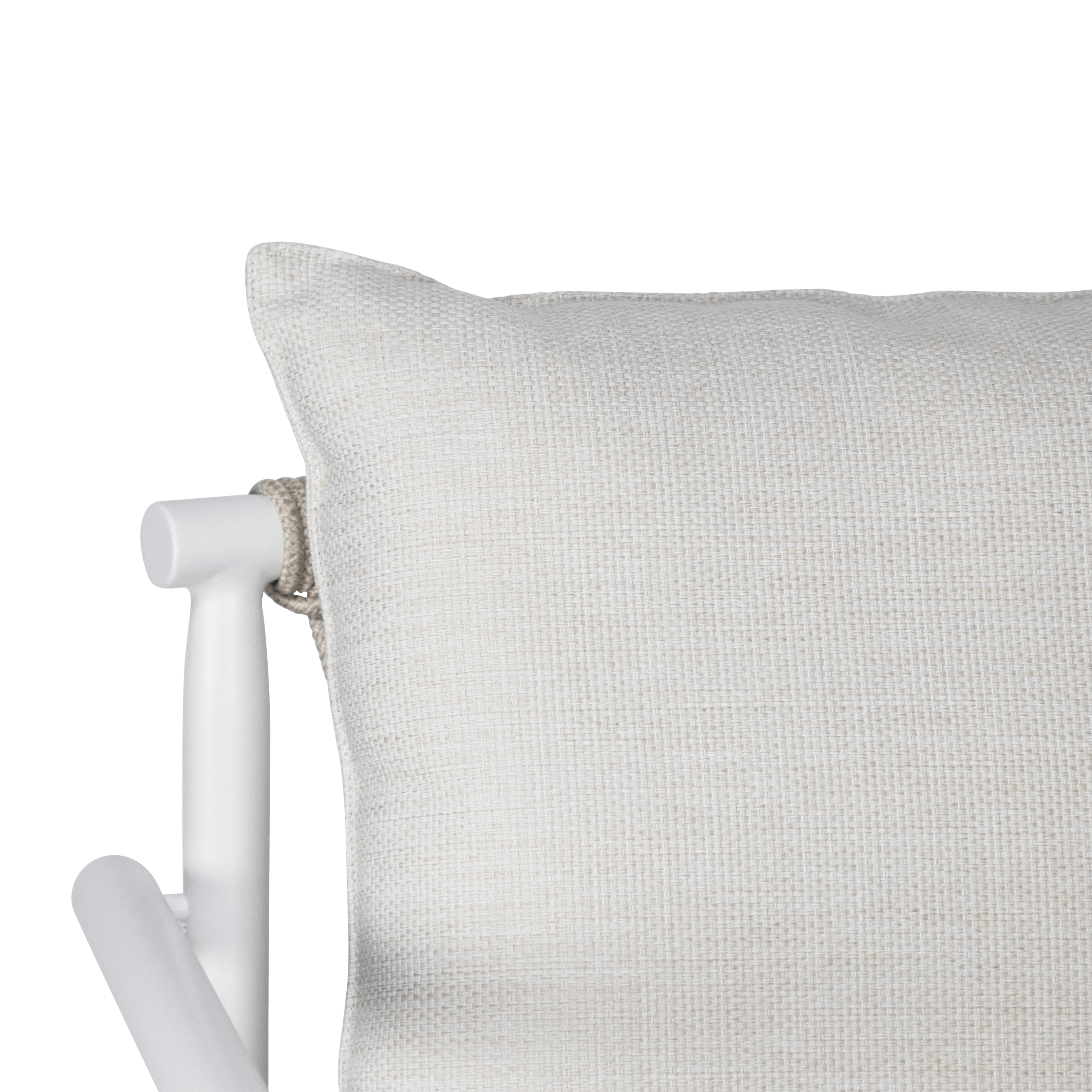 Havana Dining Chair in Arctic White with Dune Rope Inlay and Olefin Cushions