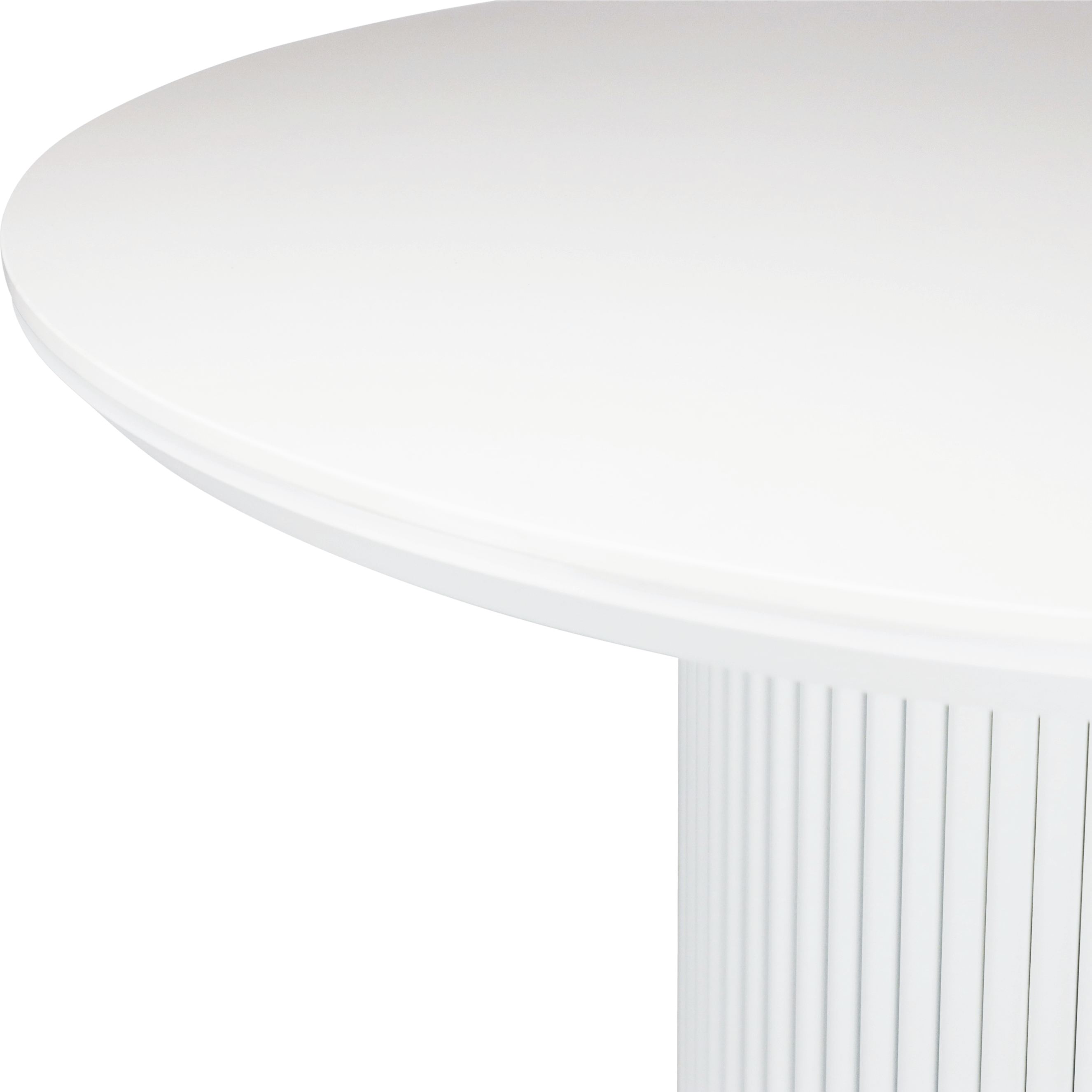 Sanctuary Round Dining Table with Fluted Base in Arctic White and Sintered Stone Top