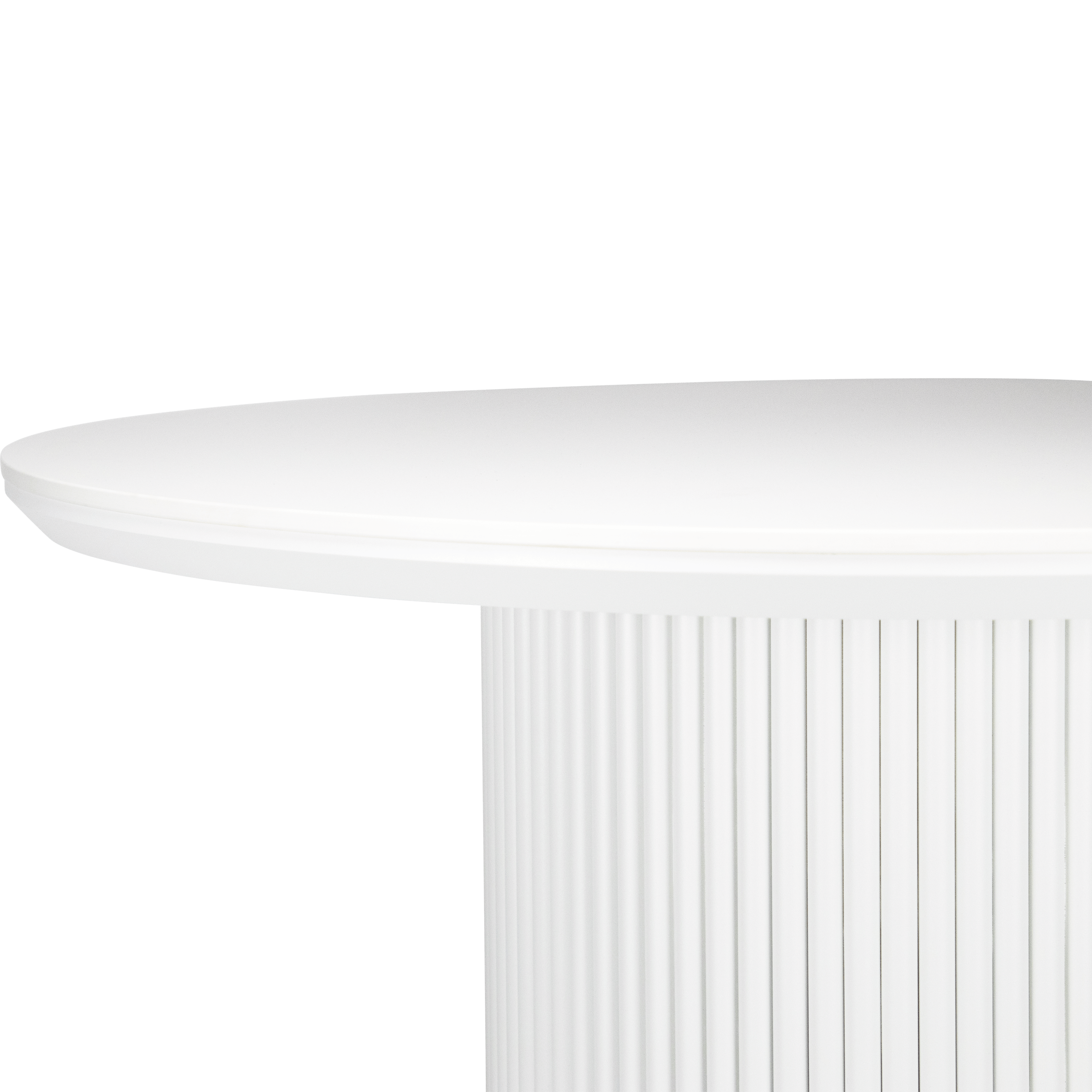 Sanctuary Round Dining Table with Fluted Base in Arctic White and Sintered Stone Top