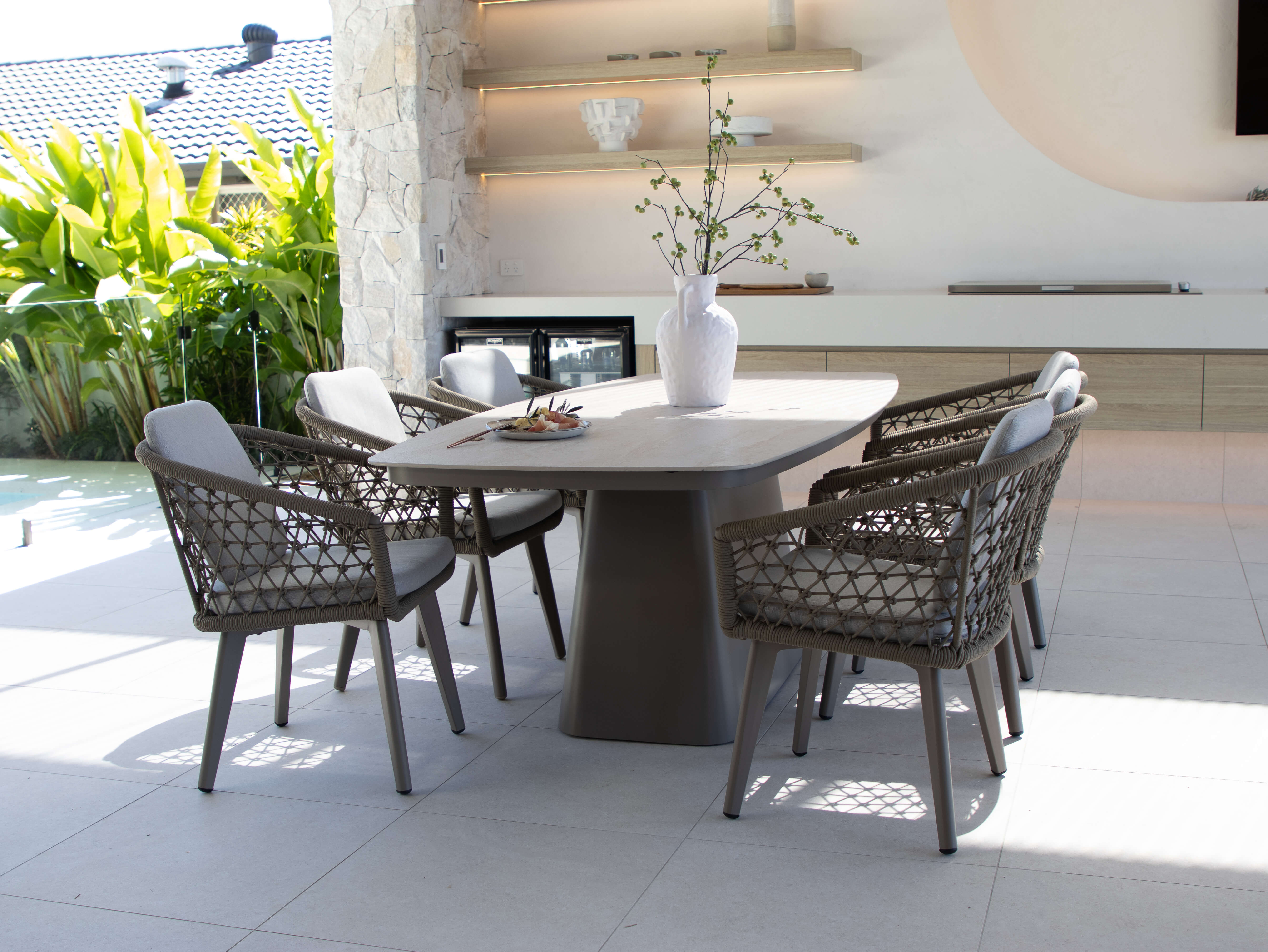 Trieste 7pc Dining Set with Rope Chairs