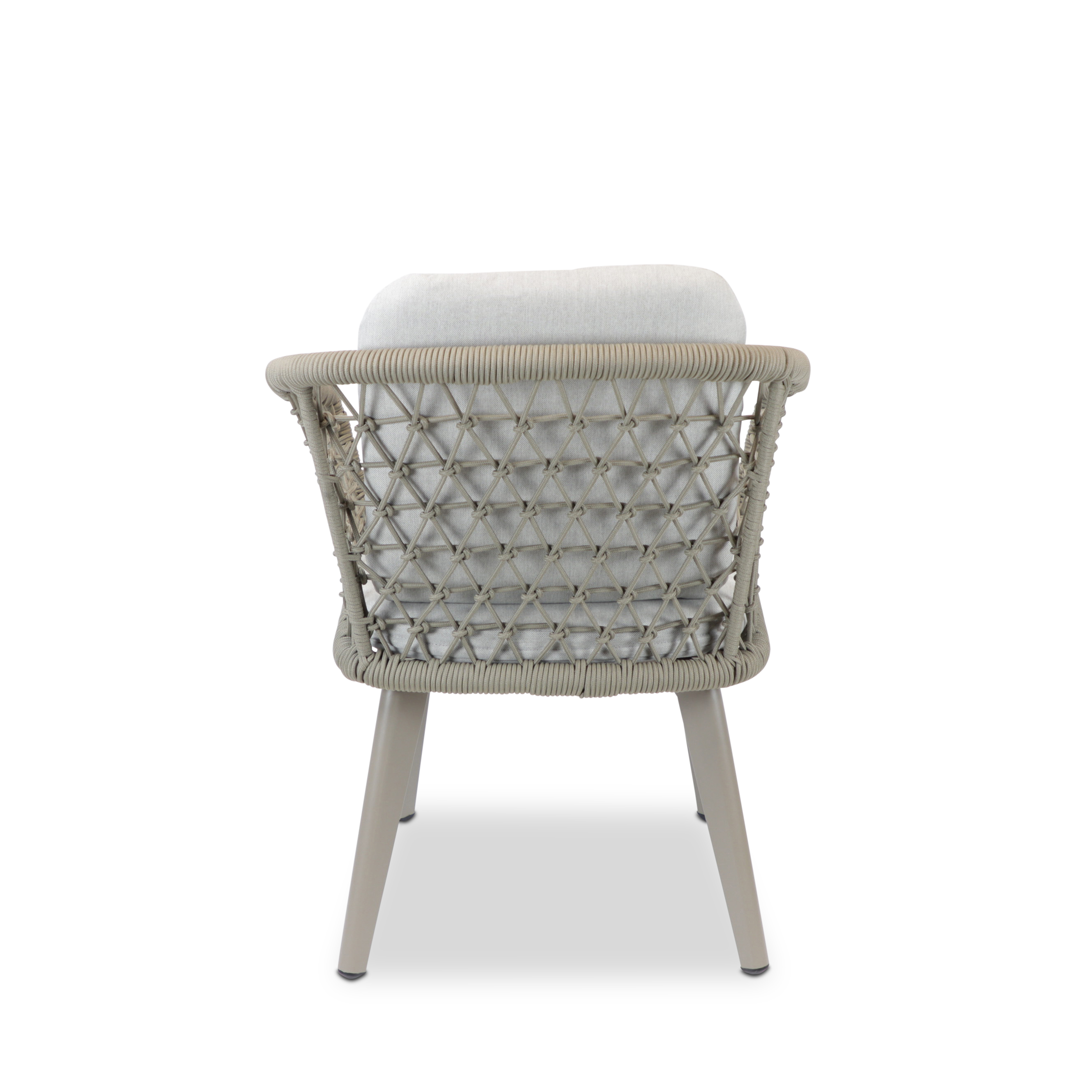 Antigua Dining Chair in Taupe with Dune Cushions and Rope